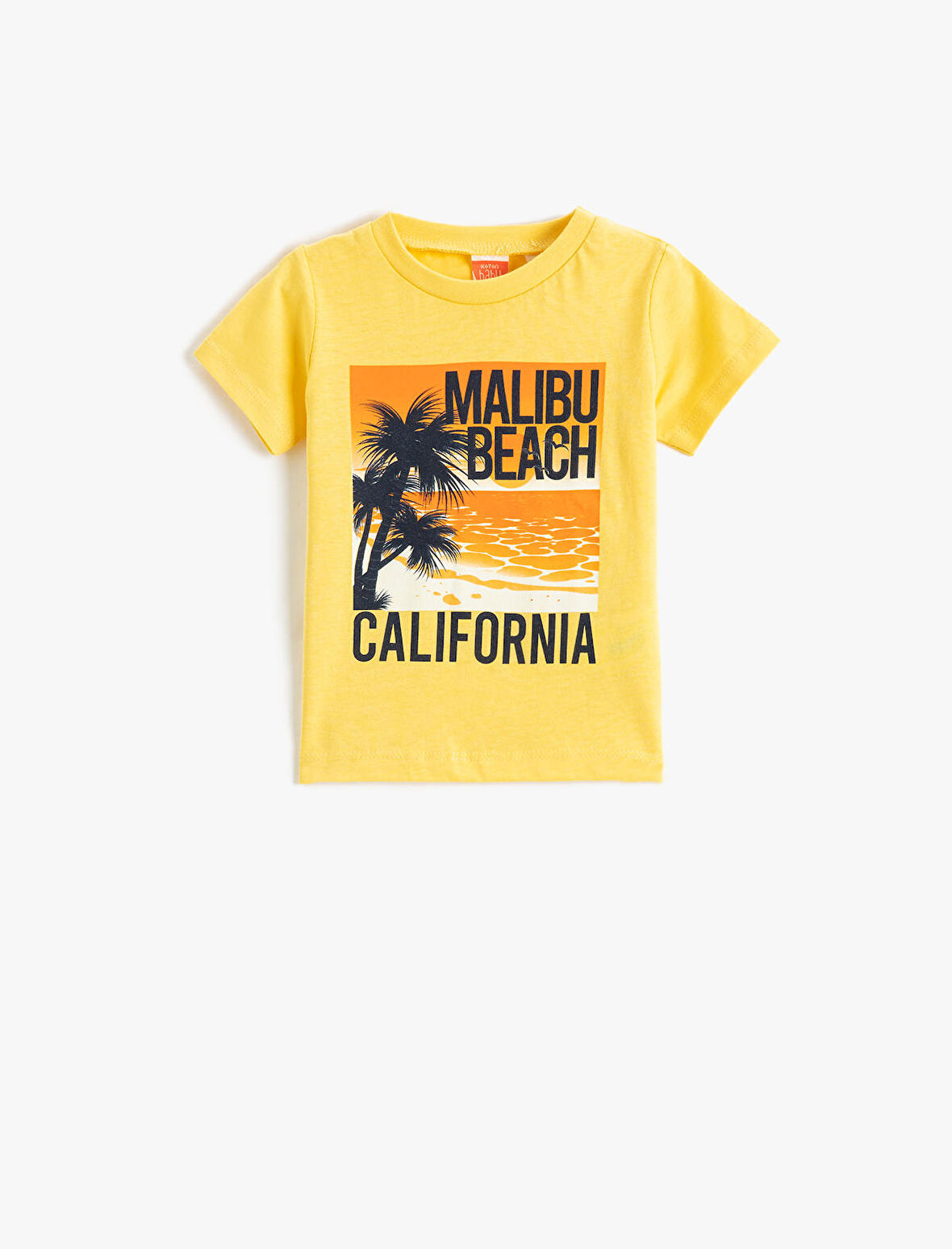 Kısa Kollu Bisiklet Yaka Tişört California Baskılı  