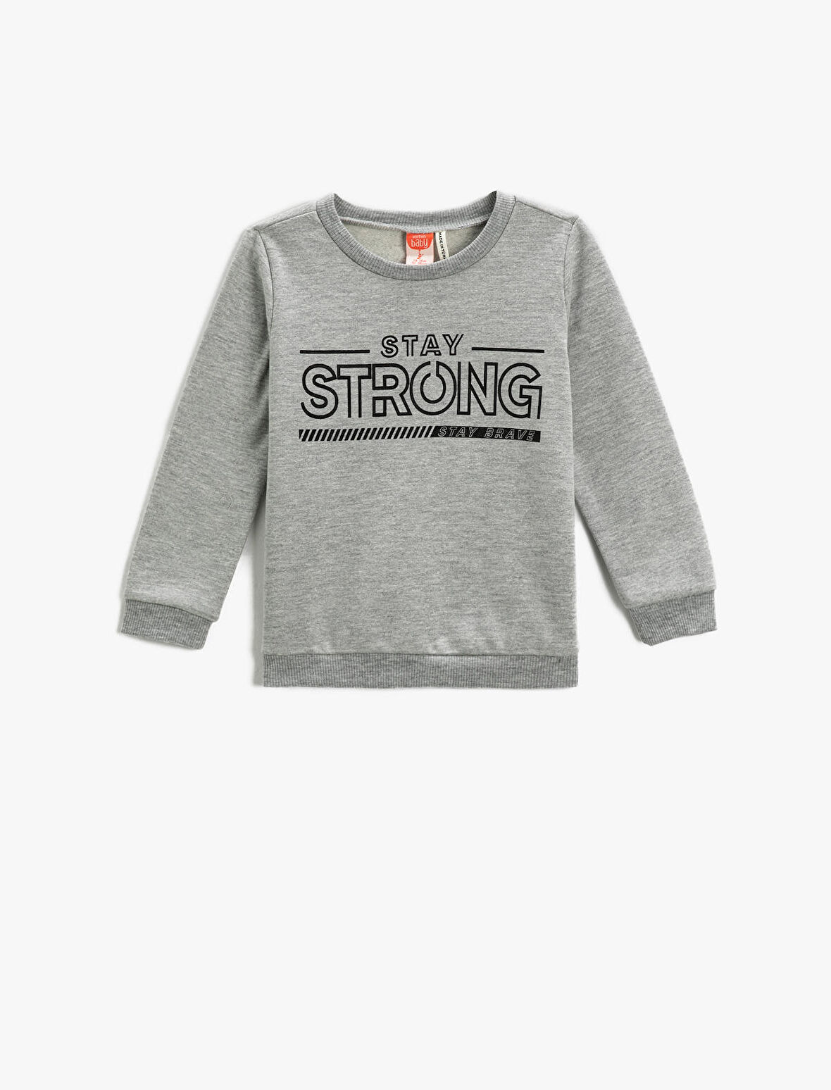 Baskılı Sweatshirt Uzun Kollu Bisiklet Yaka 