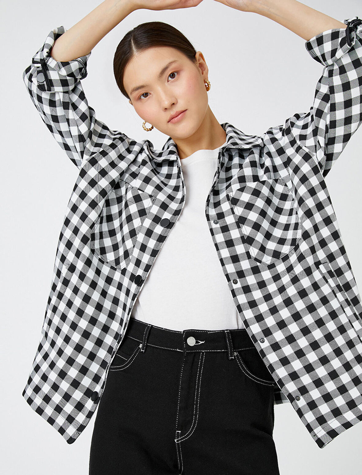 Oversize Gömlek Ceket Cepli Çıtçıtlı