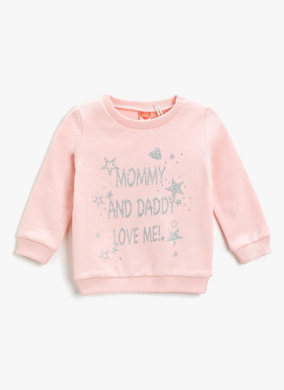 Koton Pembe Kız Çocuk Bisiklet Yaka Uzun Kollu Desenli Sweatshirt 3SKG10087AK
