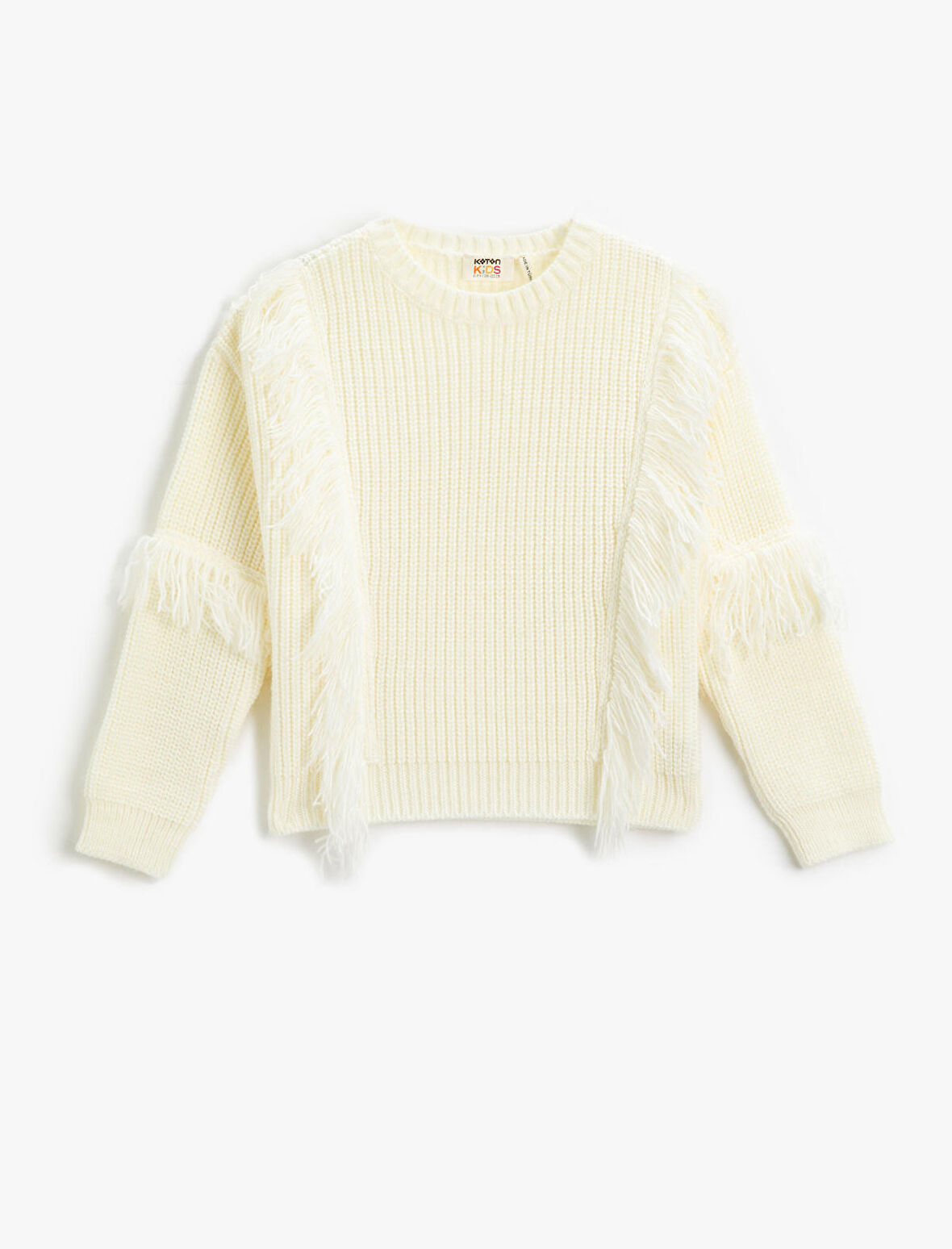 Örgü Kazak Püskül Detaylı Bisiklet Yaka Uzun Kollu