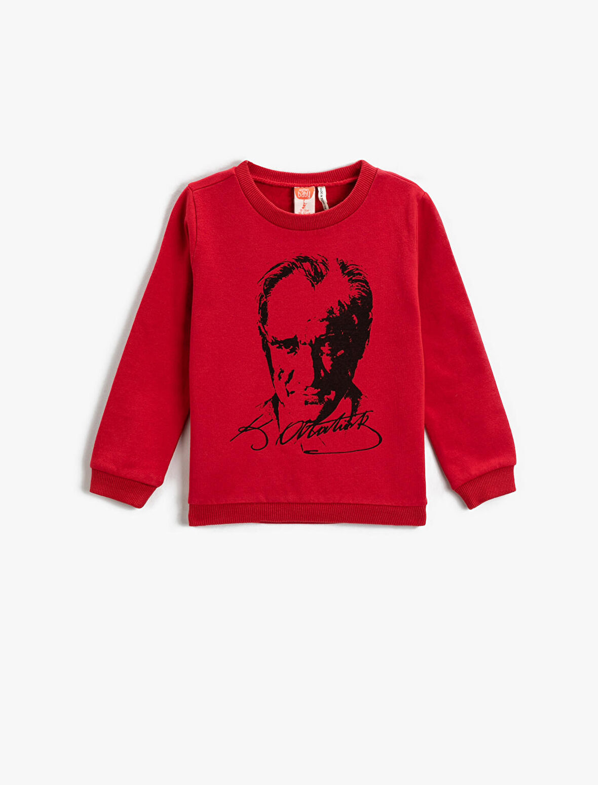 Atatürk Baskılı Sweatshirt Bisiklet Yaka