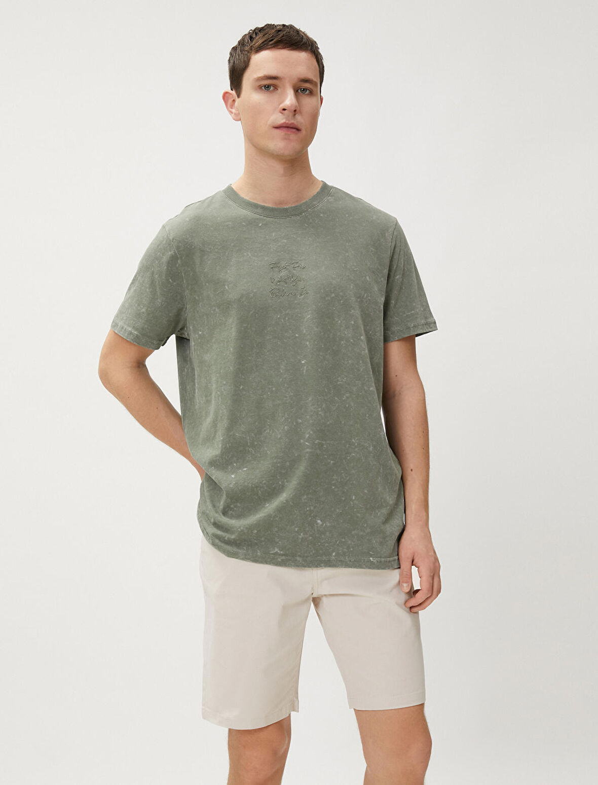Basic Gabardin Şort Beş Cep Detaylı Düğmeli Pamuklu