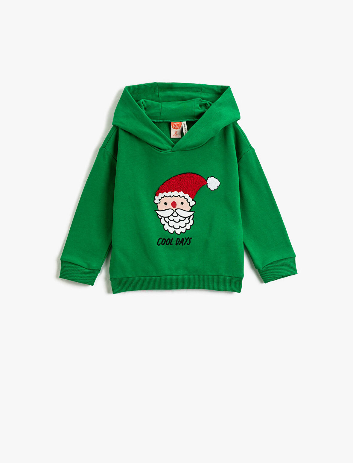 Kapşonlu Sweatshirt Yılbaşı Temalı Noel Baba Baskılı