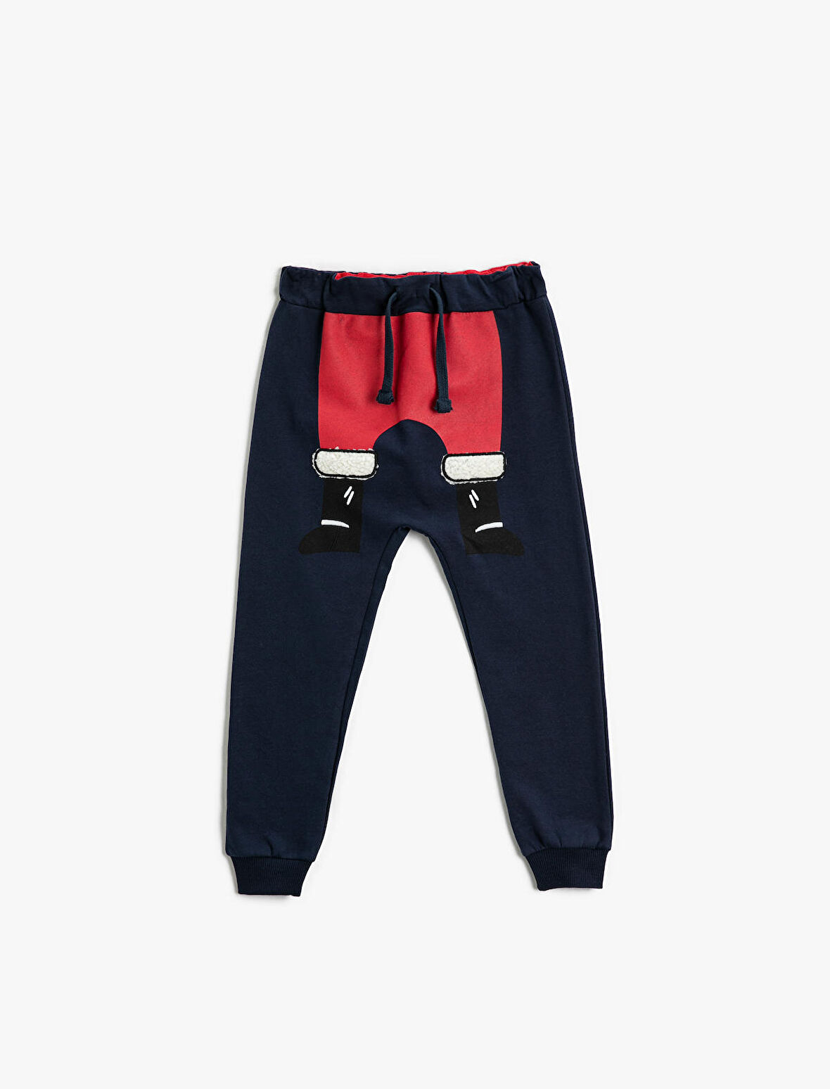 Jogger Eşofman Altı Yılbaşı Temalı Noel Baba Baskılı Beli Bağlamalı