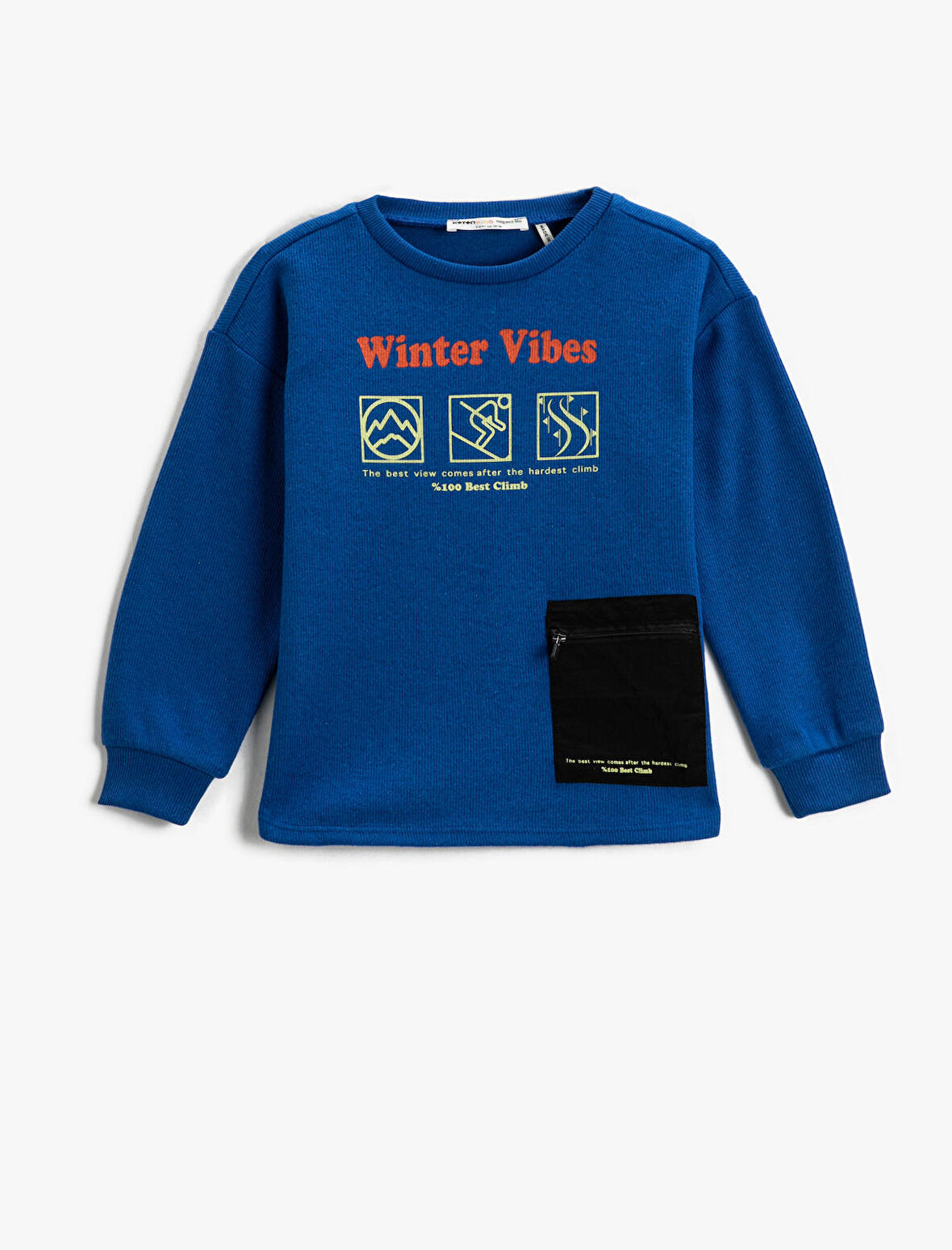 Cep Detaylı Baskılı Sweatshirt 