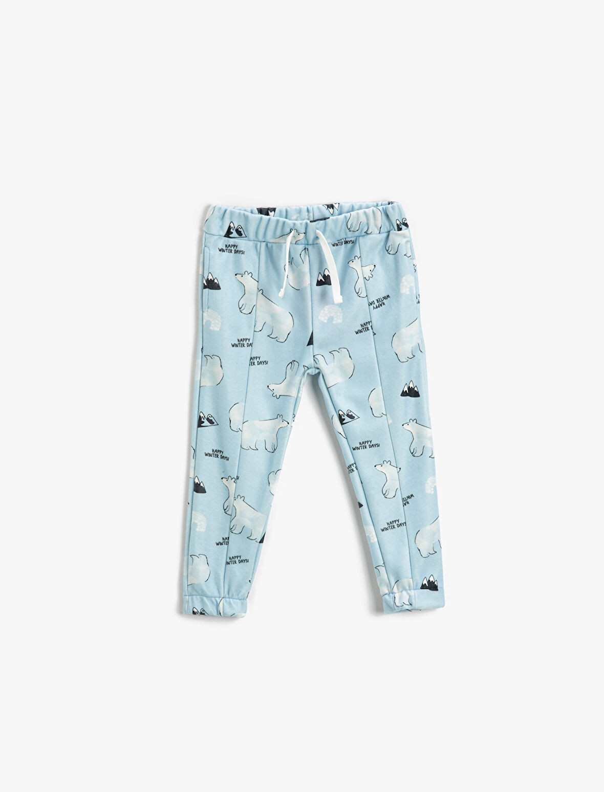 Yumuşak Dokulu Kutup Ayısı Baskılı Jogger Eşofman Altı Cepli Beli Bağlamalı