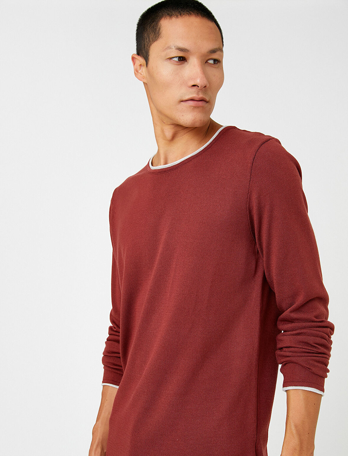 Basic Triko Kazak Bisiklet Yaka Uzun Kollu