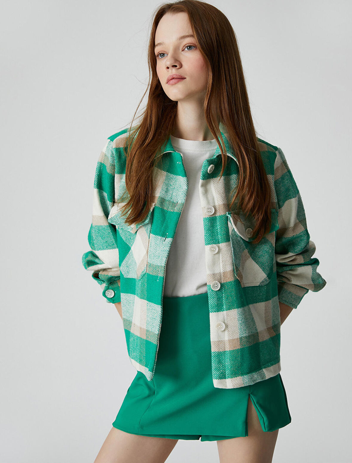 Oduncu Gömlek Ceket Uzun Kollu Düğmeli Cep Detaylı