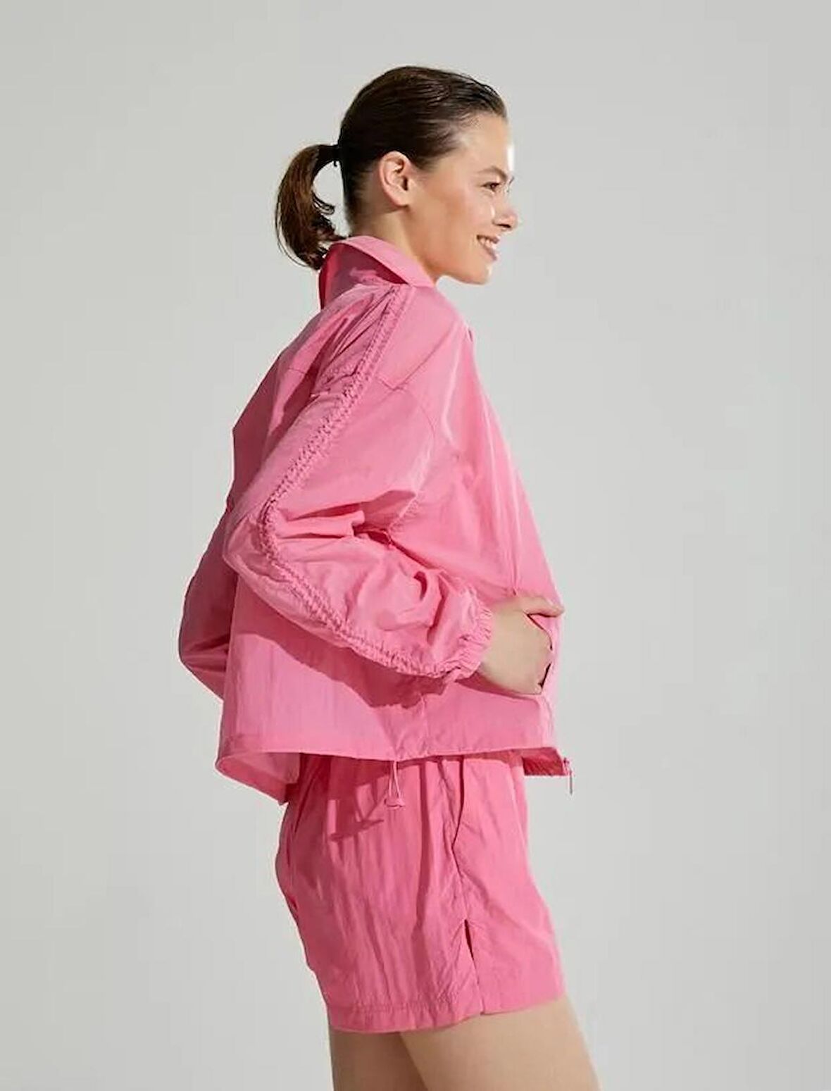 Kadın Giyim Paraşüt Spor Ceket Fermuarlı 3SAK20003NW Pembe