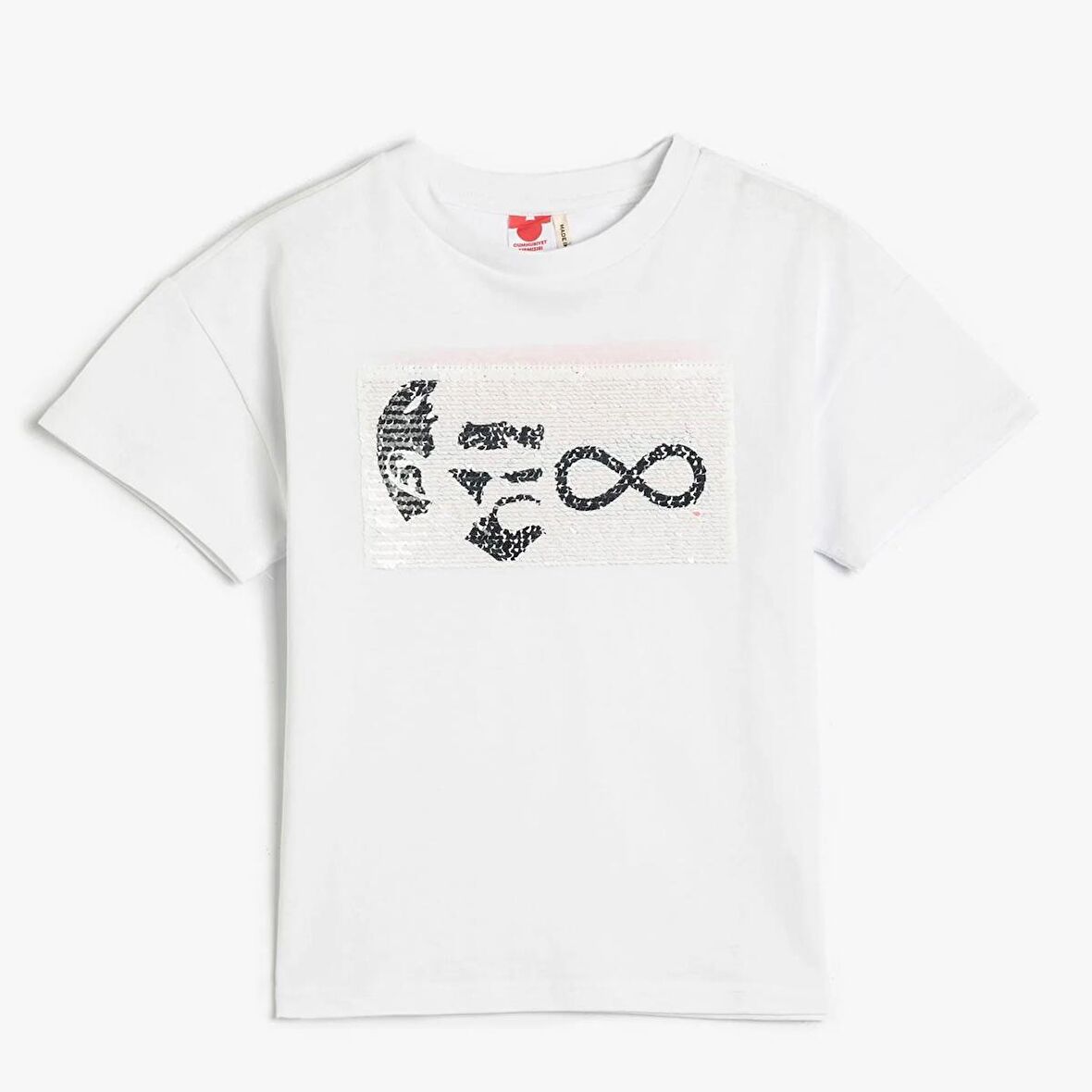 Koton Payetli Beyaz Erkek Çocuk T-Shirt 3SKB10243TK