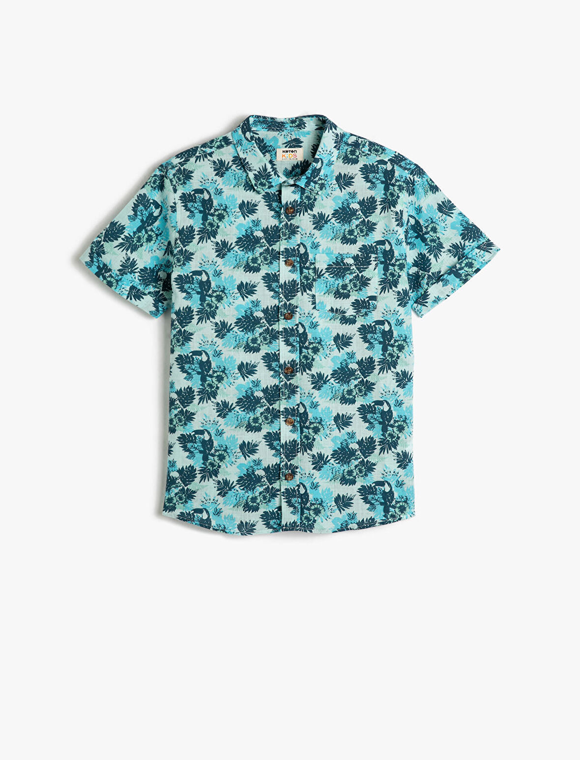 Kısa Kollu Gömlek Pamuklu Floral Desenli