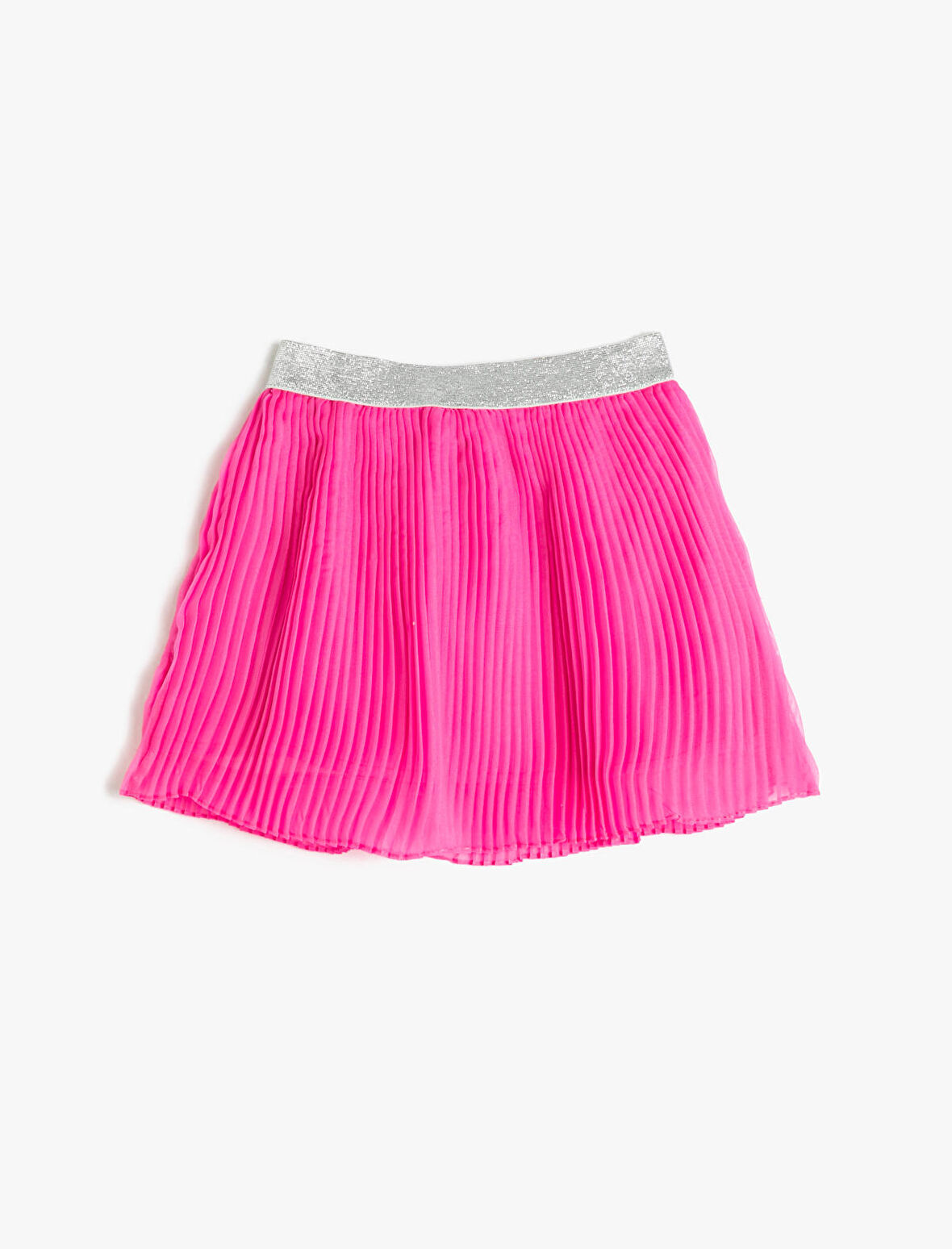 Mini Etek Pilili Astarlı Simli Beli Lastikli