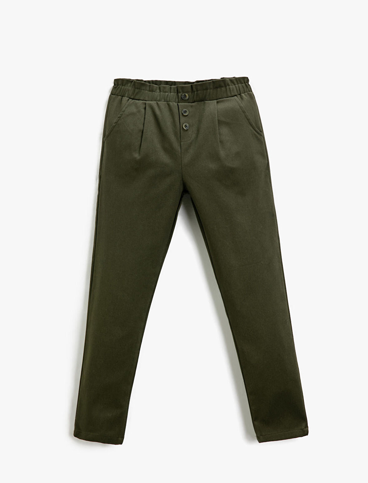 Kumaş Havuç Pantolon Düğme Detaylı Cepli 