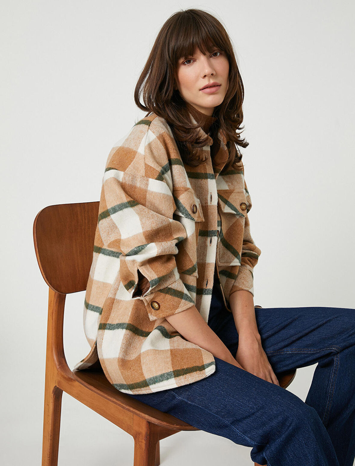 Şahika Ercümen X Koton - Cepli Düğmeli Oduncu Gömlek Ceket