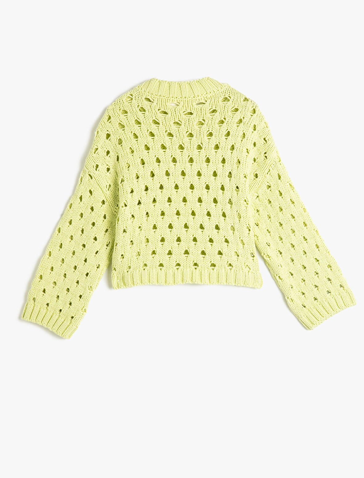 Ajurlu Kazak Triko Yuvarlak Yaka