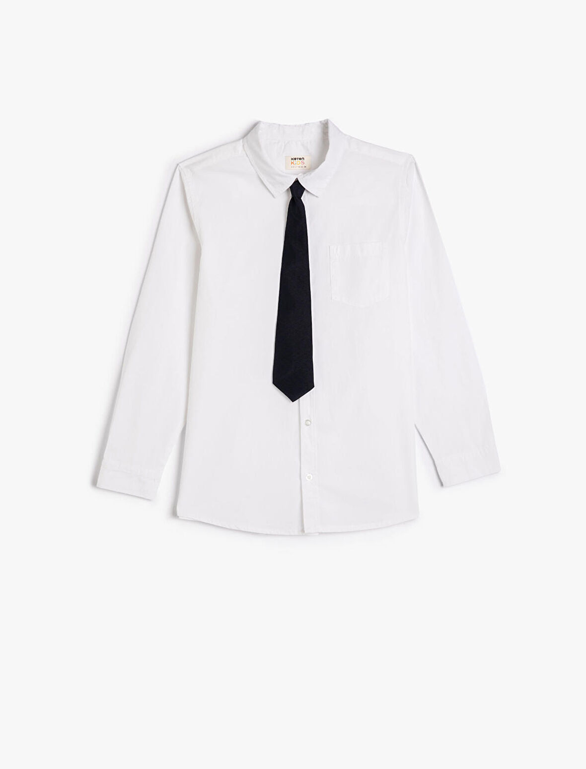 Gömlek Kravat Detaylı Uzun Kollu Pamuklu Klasik Yaka