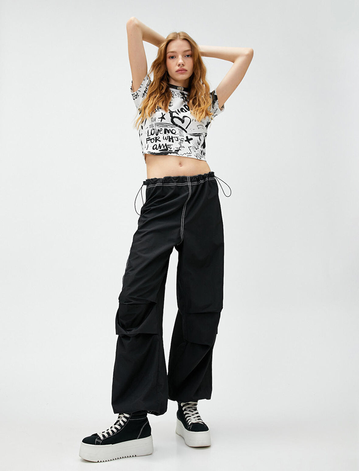 Paraşüt Pantolon Cep Detaylı Beli Lastikli Fermuarlı