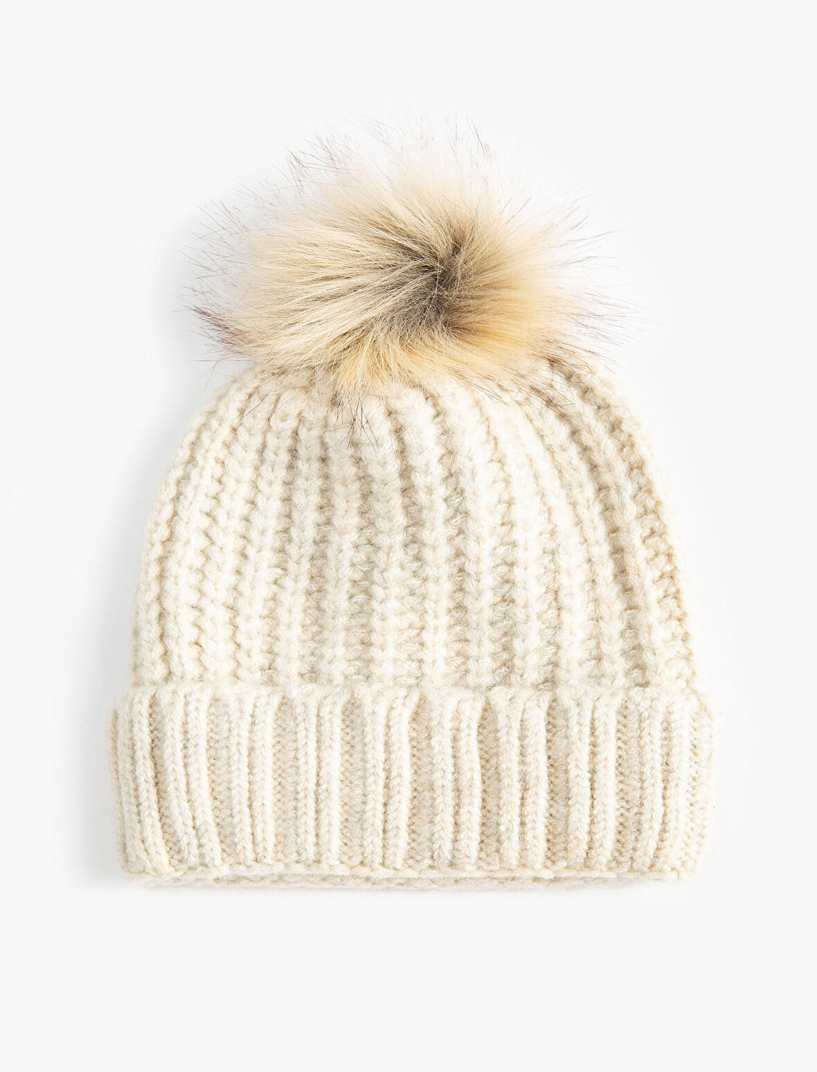 Örgü Bere Lastikli Peluş Ponponlu