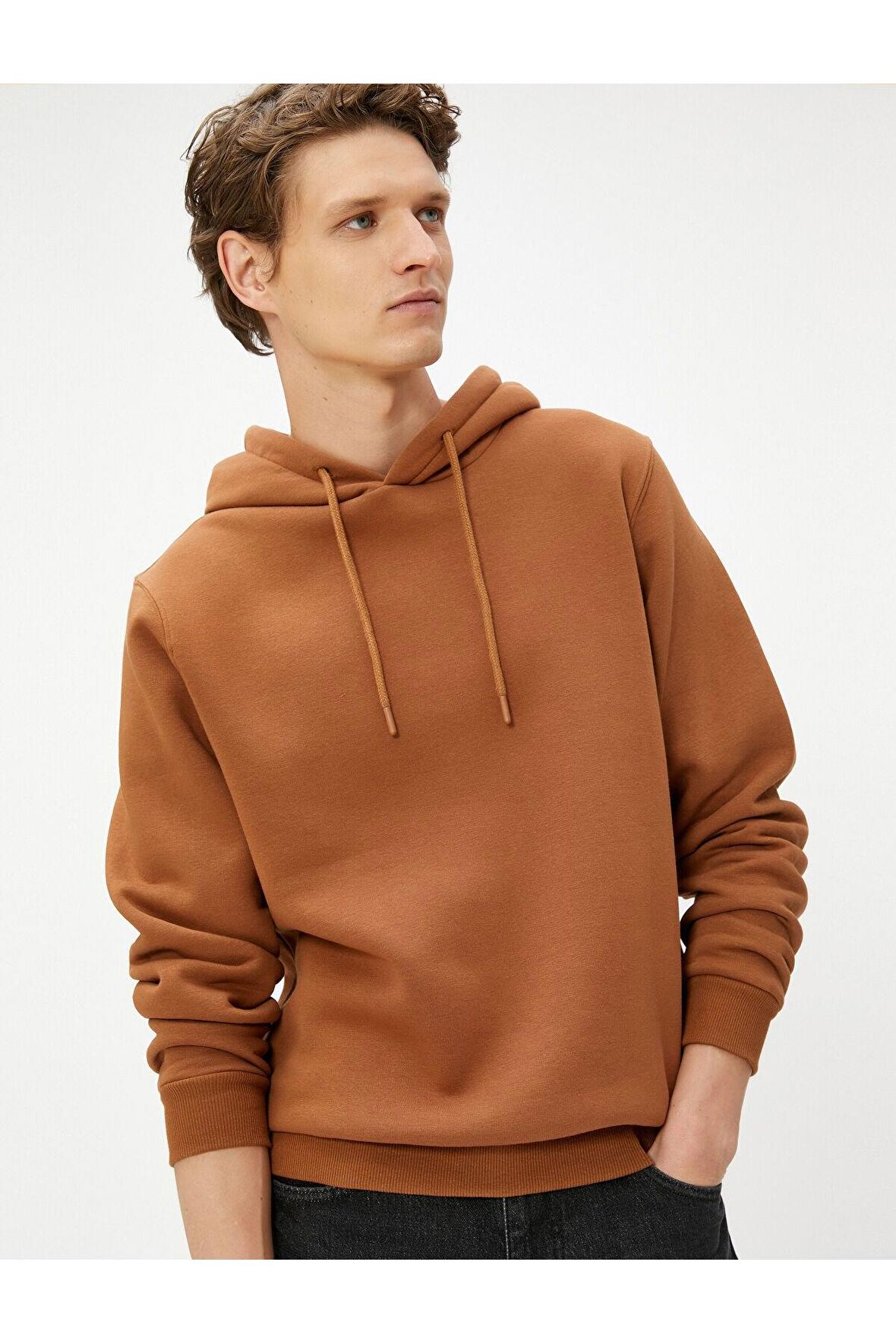 Basic Kapşonlu Sweat Uzun Kollu Şardonlu