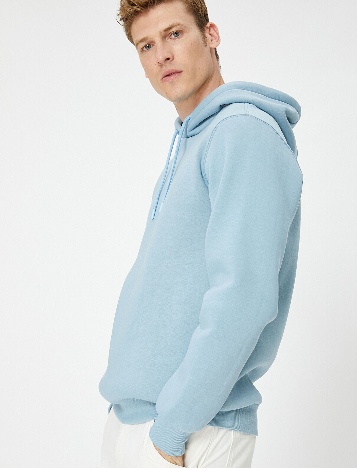 Basic Kapşonlu Sweat Uzun Kollu Şardonlu