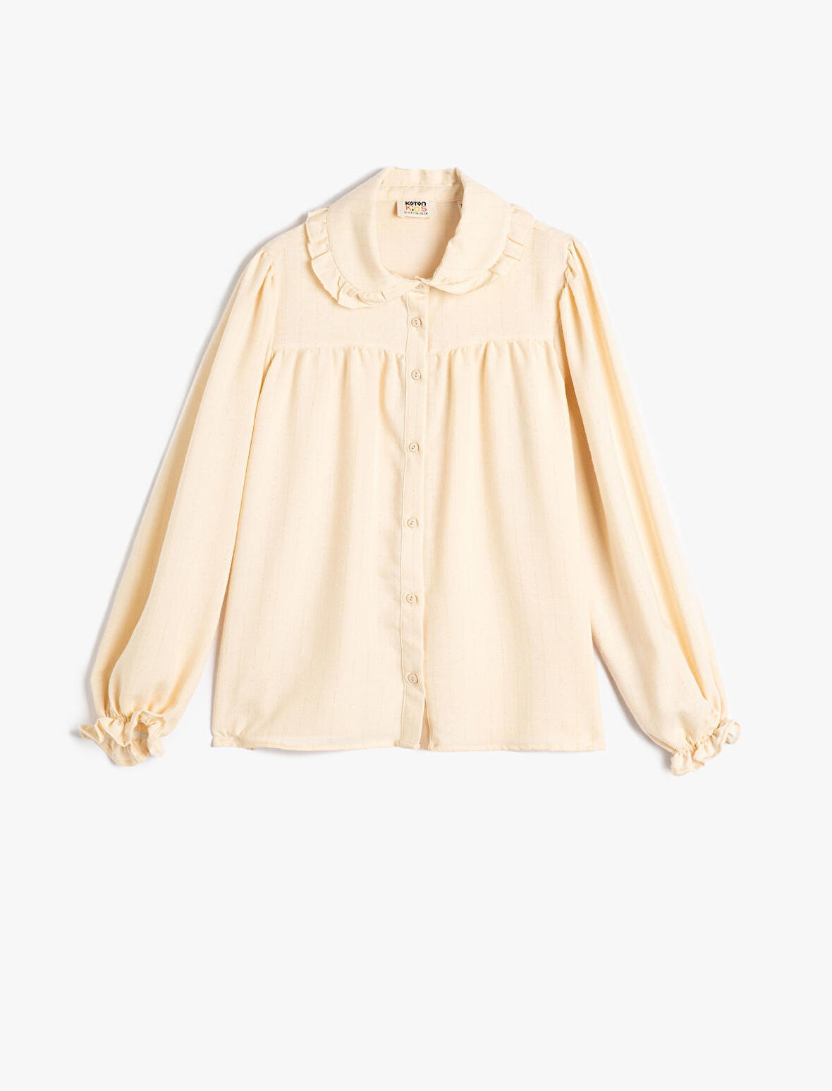 Bebe Yaka Gömlek Uzun Kollu Fırfır Detaylı Düğmeli 