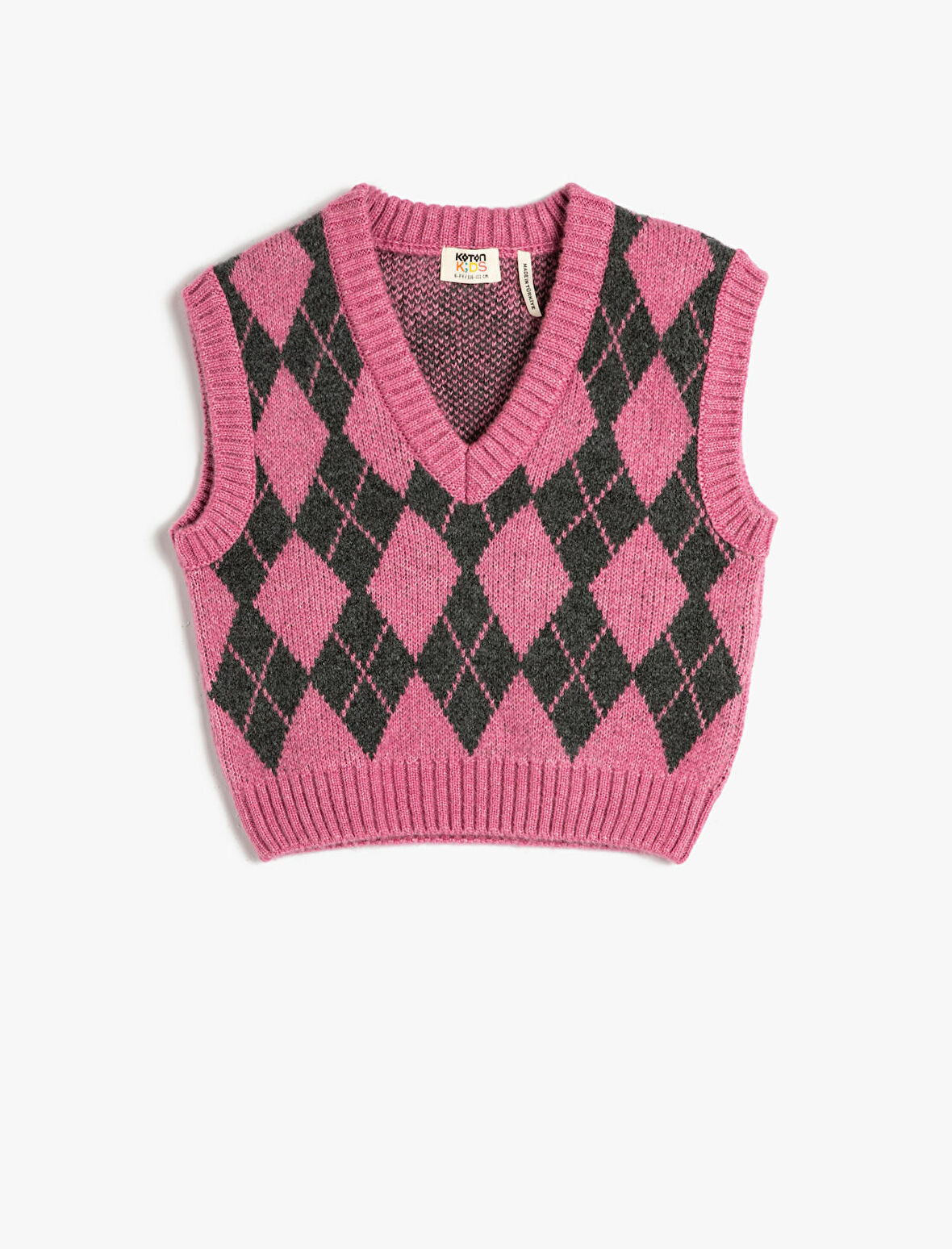 Süveter Baklava Desenli V Yaka Yumuşak Dokulu