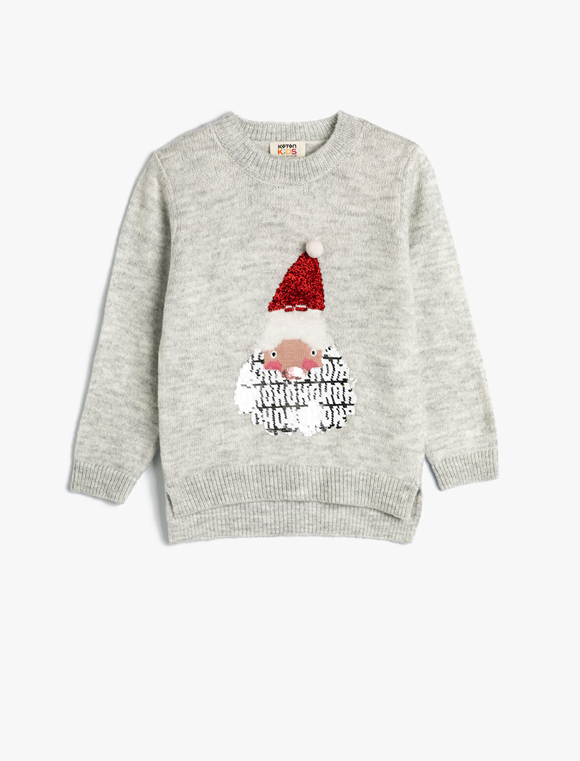 Yılbaşı Kazağı Noel Baba Desenli Pullu Payetli Uzun Kollu 