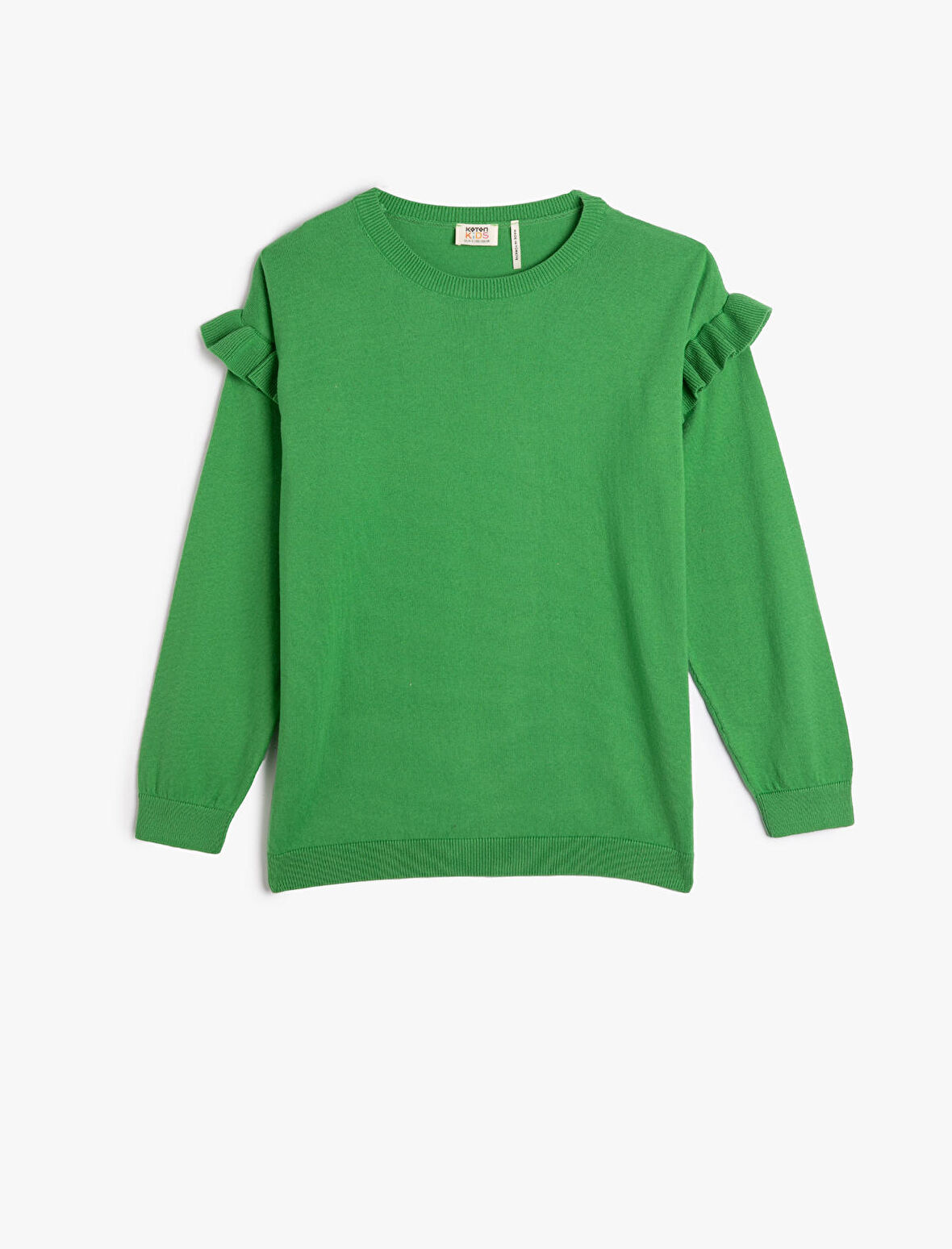 Basic Sweatshirt Fırfır Detaylı Bisiklet Yaka Uzun Kollu