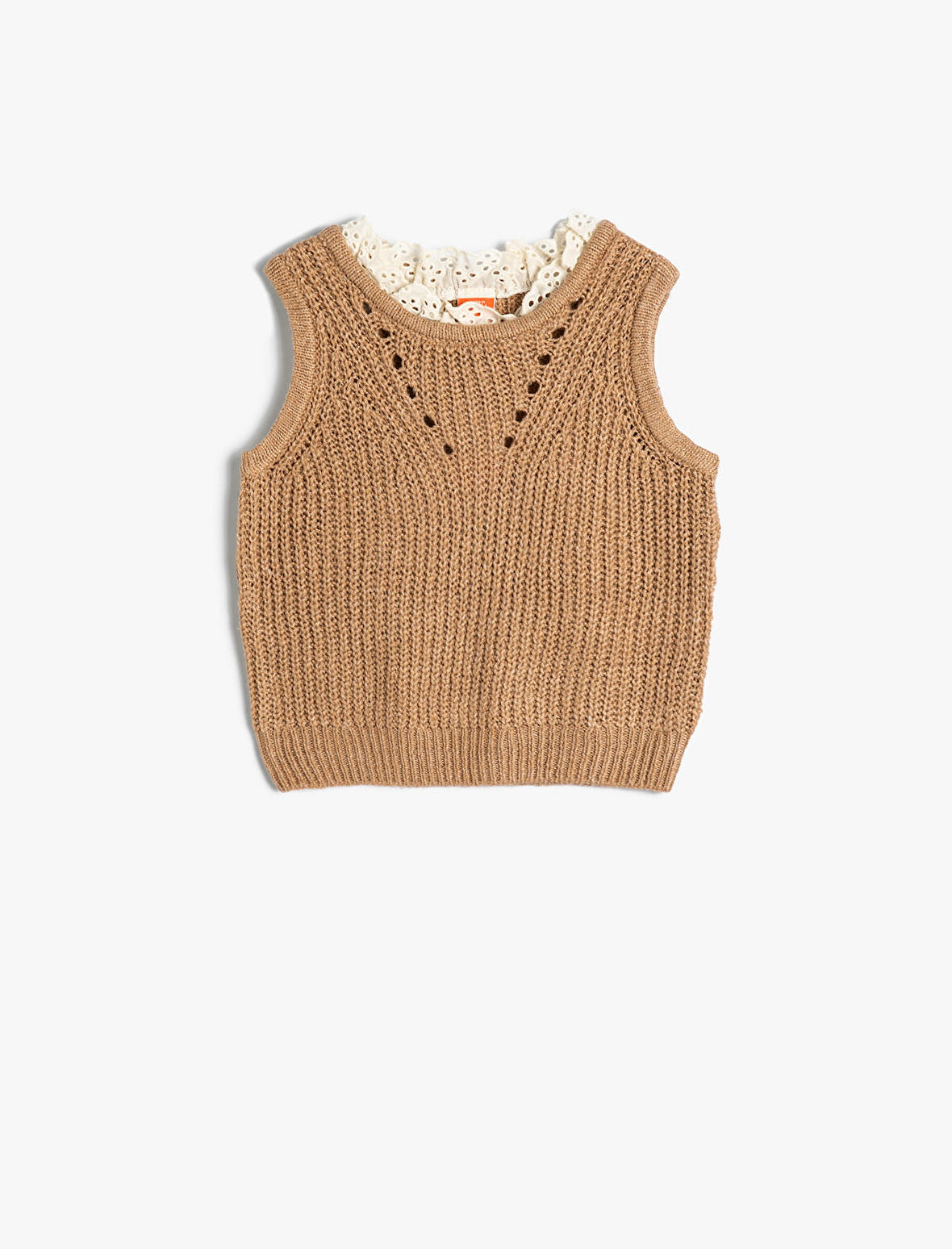 Örgü Süveter Yuvarlak Yaka Kolsuz 