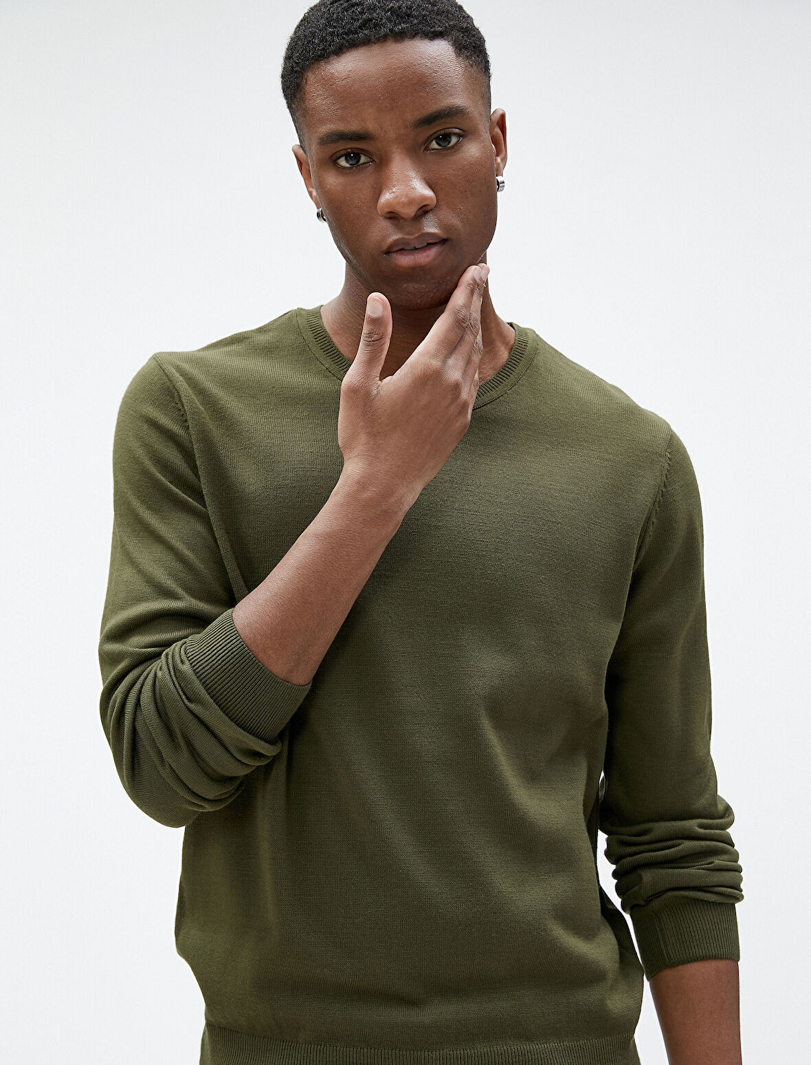 Basic Triko Kazak Bisiklet Yaka Dar Kesim Uzun Kollu