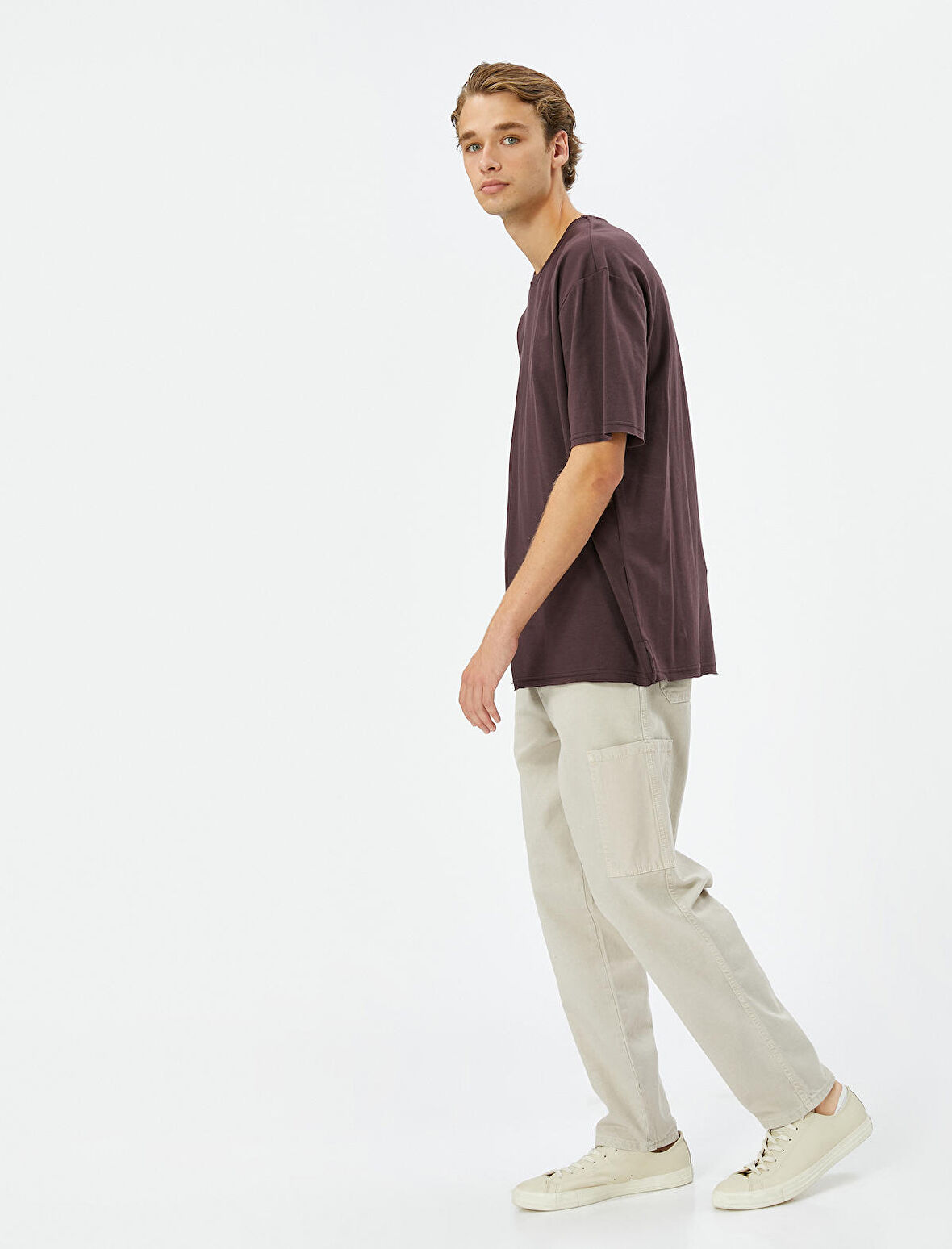 Kanvas Pantolon Kargo Cepli Düğmeli Pamuklu