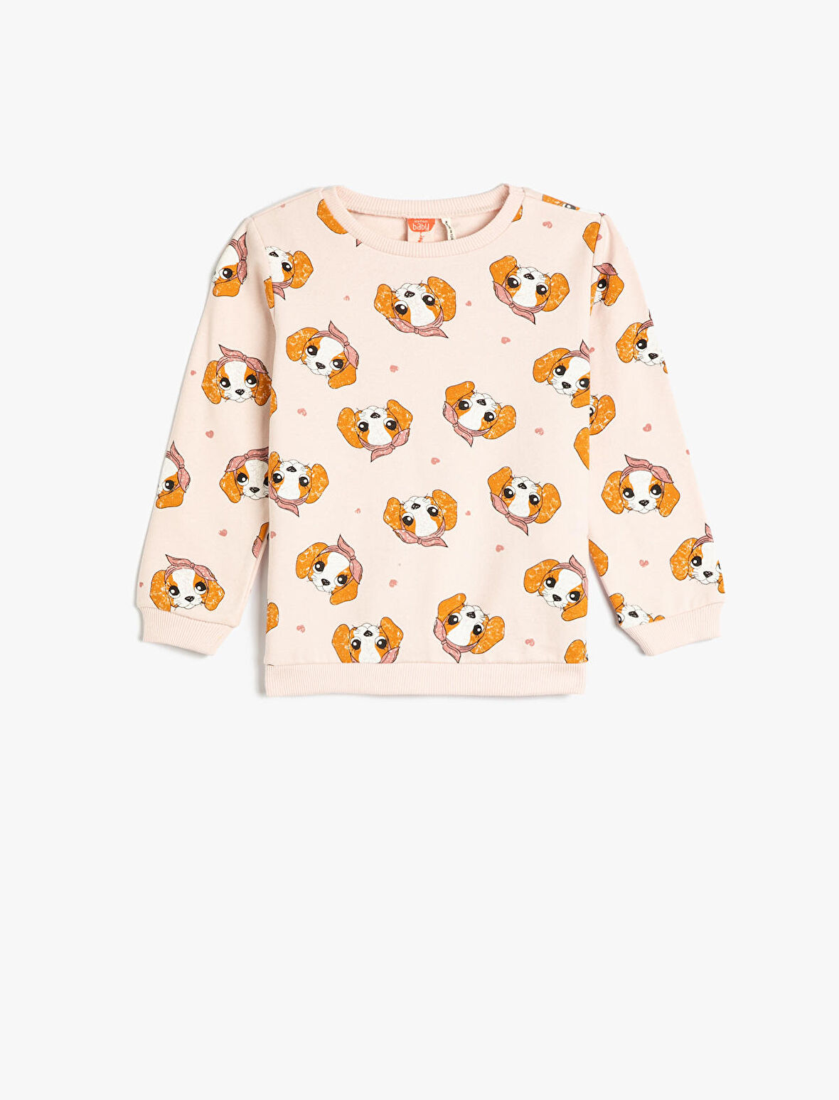 Sweatshirt Köpek Baskılı Bisiklet Yaka Pamuklu