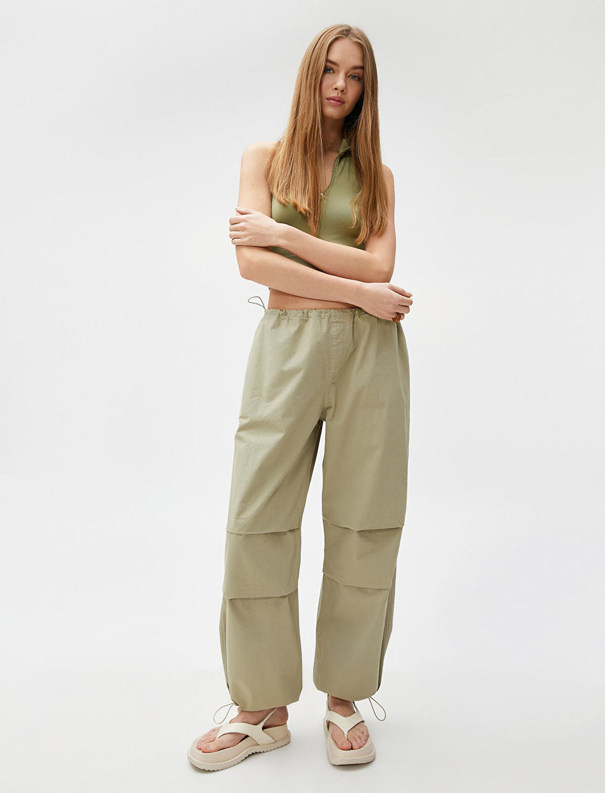 Paraşüt Pantolon Cep Detaylı Beli ve Paçası Lastikli