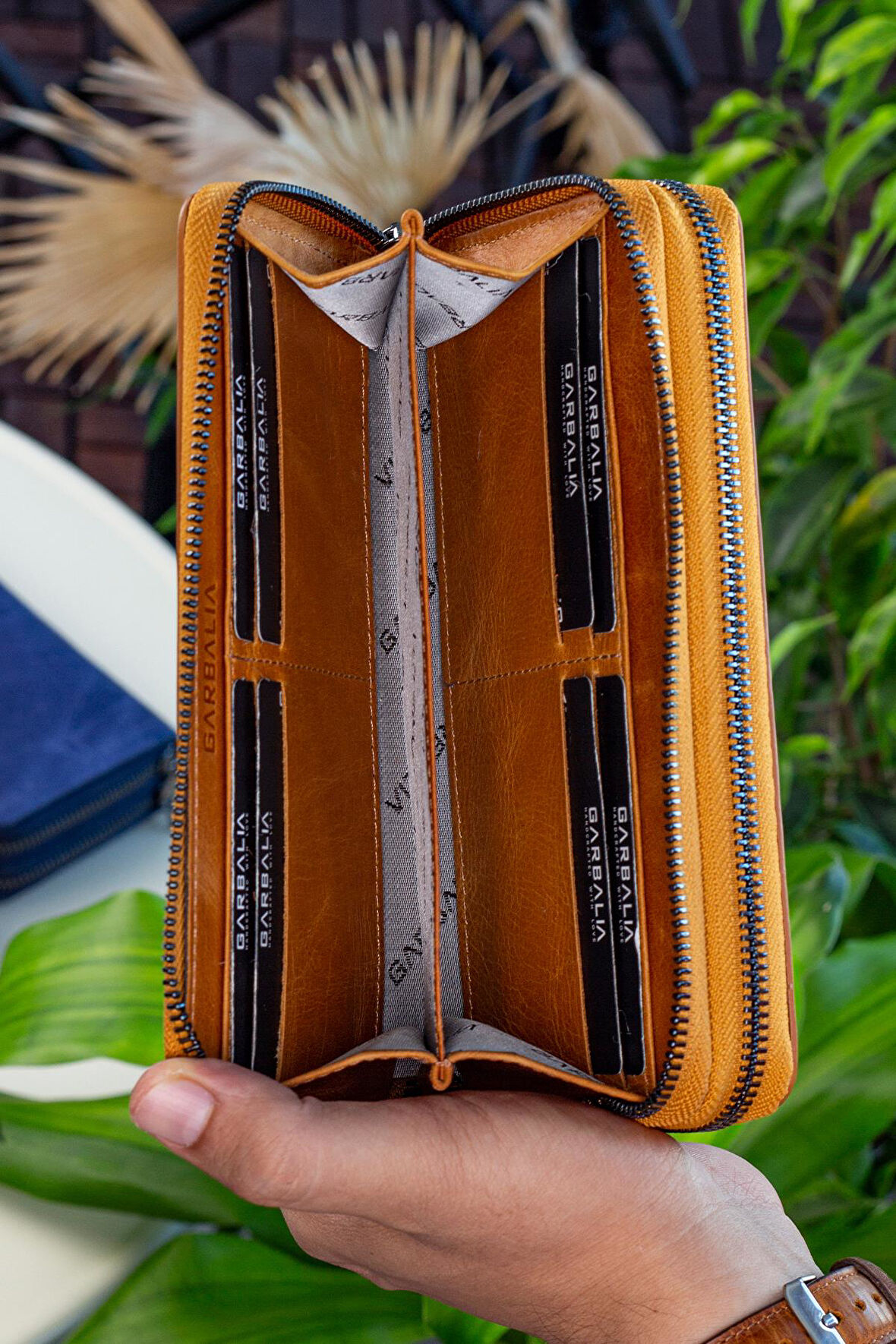 Garbalia Orleans Vintage Deri Telefon Bölmeli El Çantası Cüzdan Kartlık