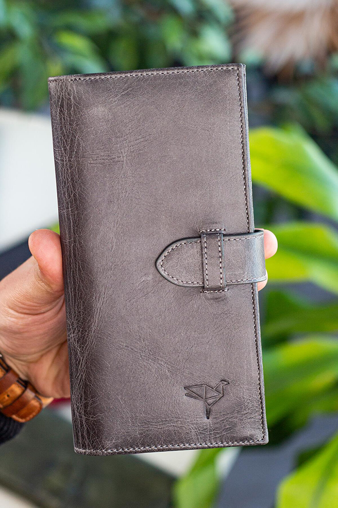 Garbalia Albert Hakiki Deri RFID Engelleyici Telefon Bölmeli Unisex Cüzdan