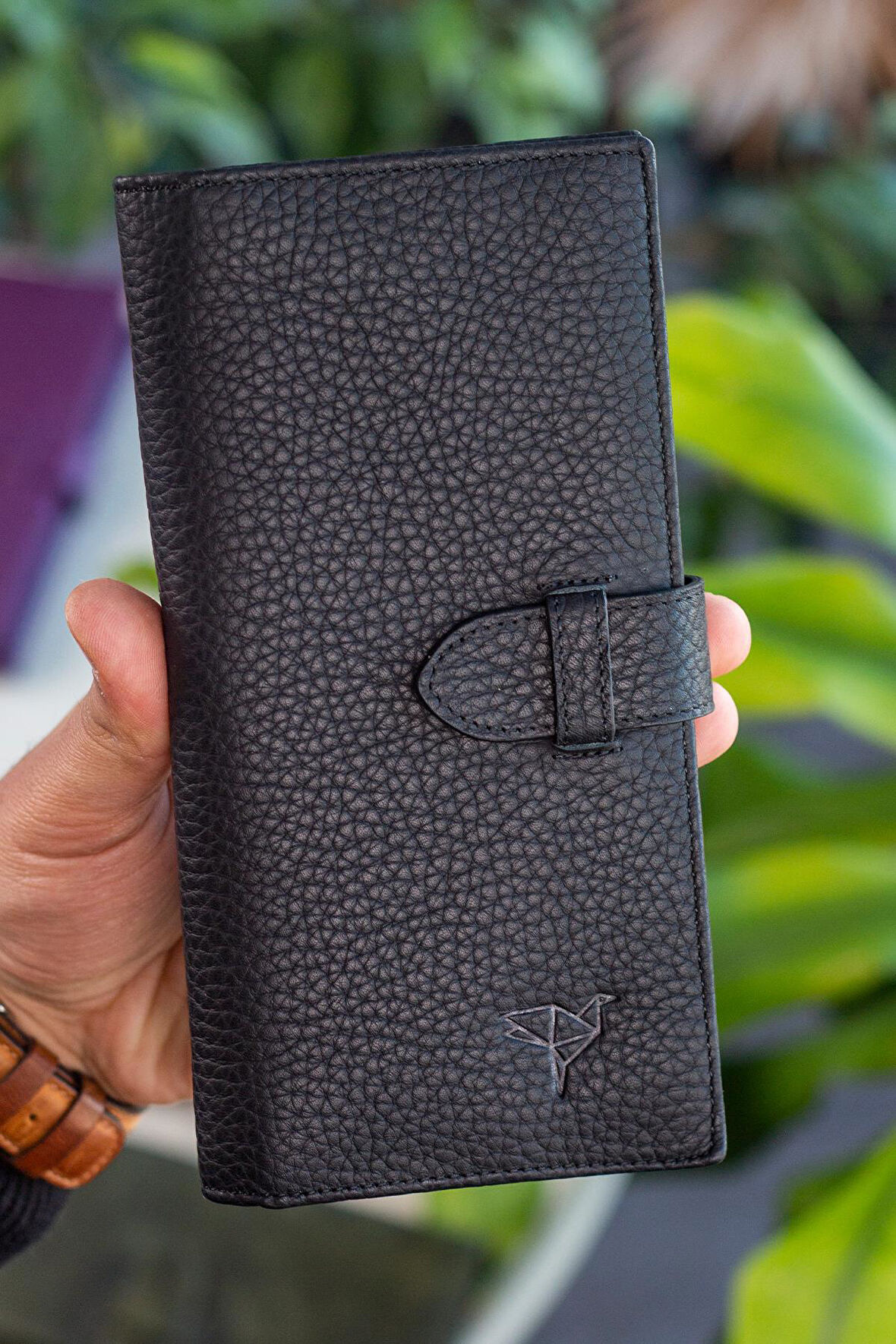 Garbalia Albert Hakiki Deri RFID Engelleyici Telefon Bölmeli Unisex Cüzdan
