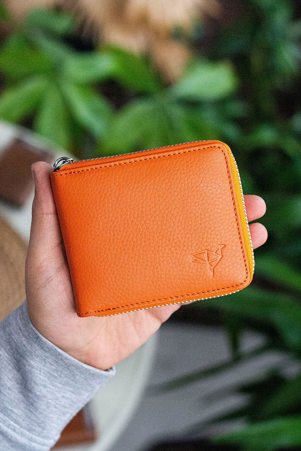 Garbalia Carole Hakiki Deri Fermuar Kilitli Unisex Cüzdan