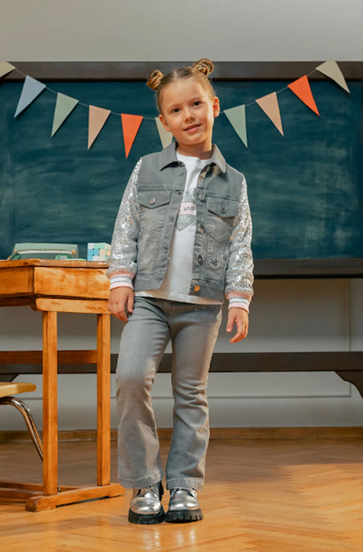 Kız Çocuk İspanyol Paça Denim Pantolon MNT25K237