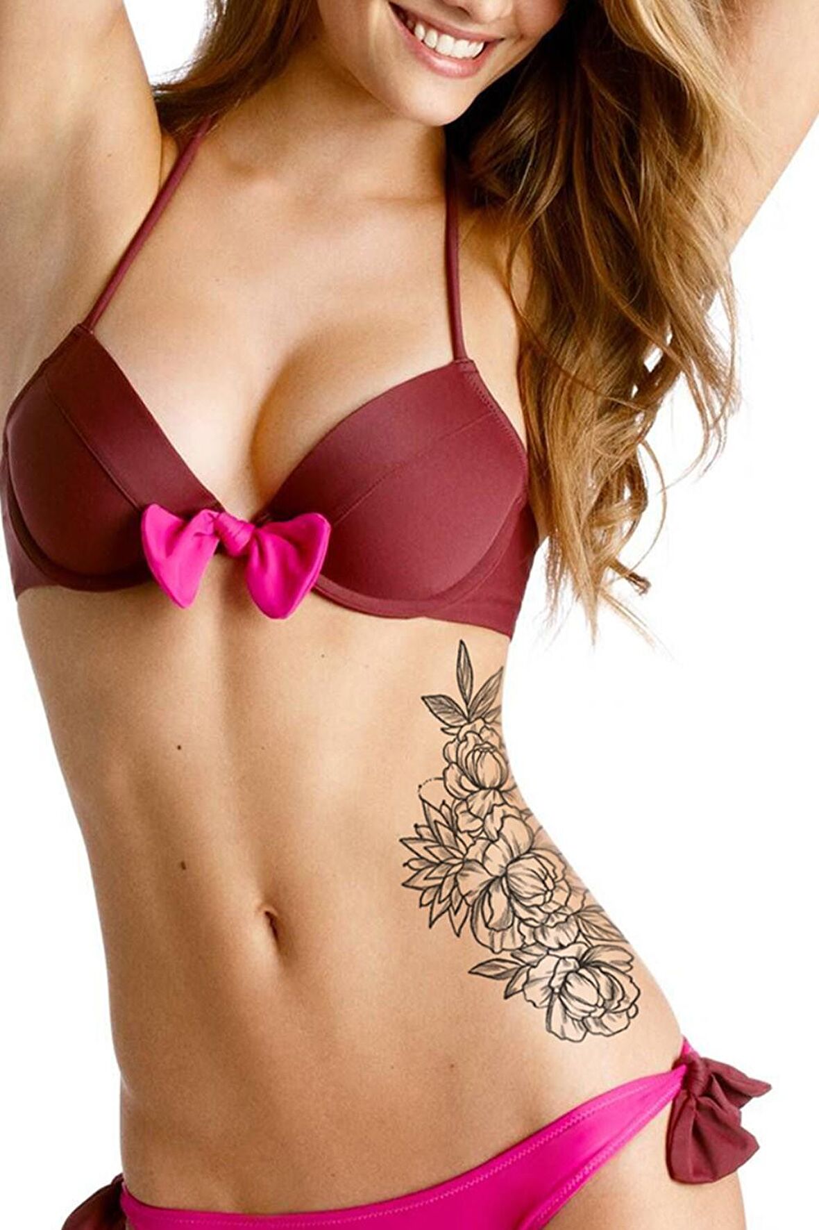 Floral-2 Geçici Dövme,Geçici Tattoo ,Vücut Dövme,Kol Bilek Dövme,Boyun Dövme,Sırt Dövme