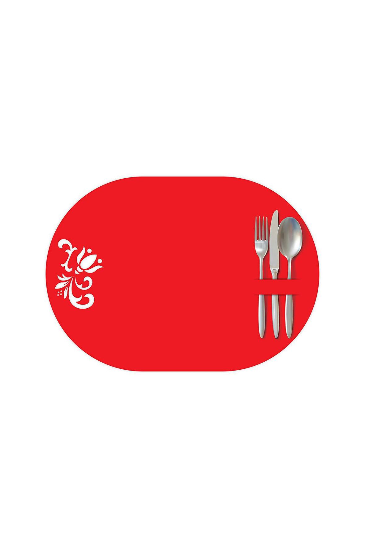 Artikel 444 32x45 cm Oval Kırmızı Çiçekli Amerikan Servis Takımı 2 Kişilik