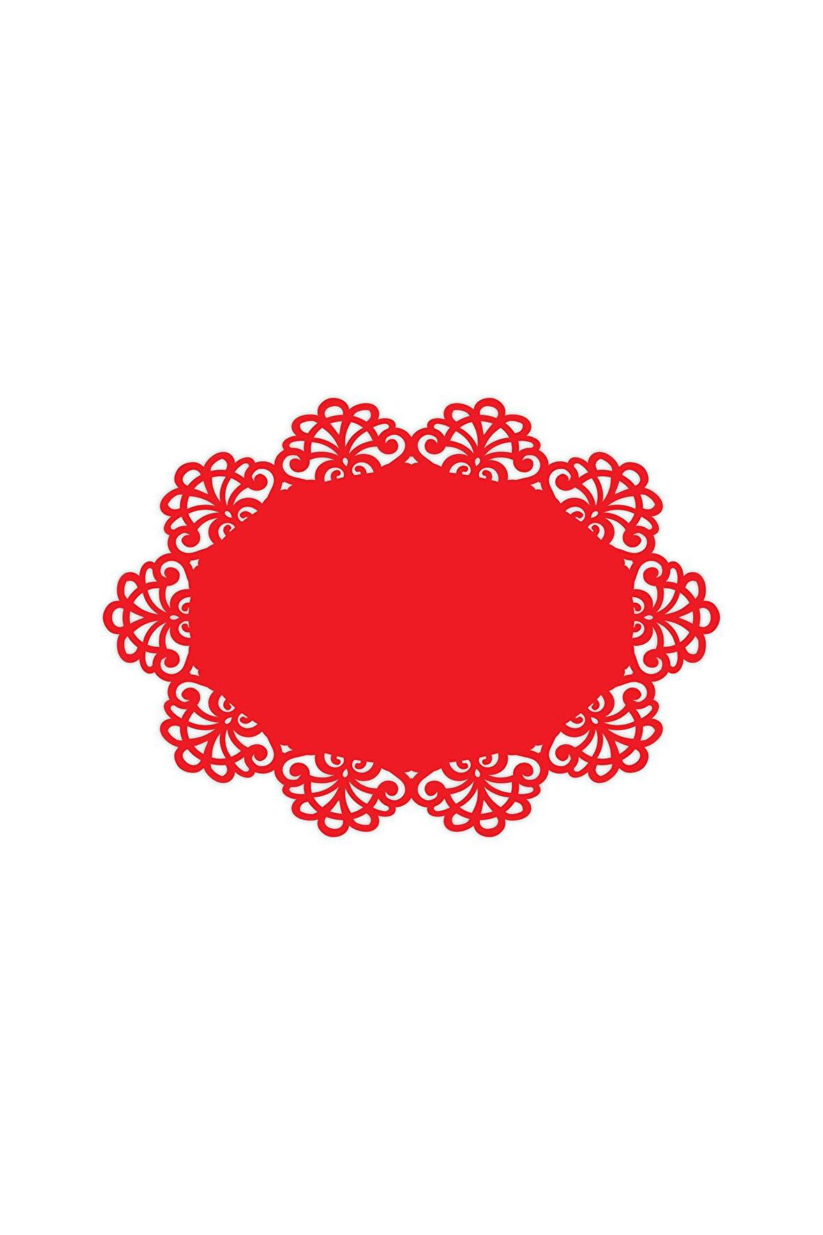 Artikel 446 32x45 cm Oval Kırmızı Desenli Amerikan Servis Takımı 2 Kişilik