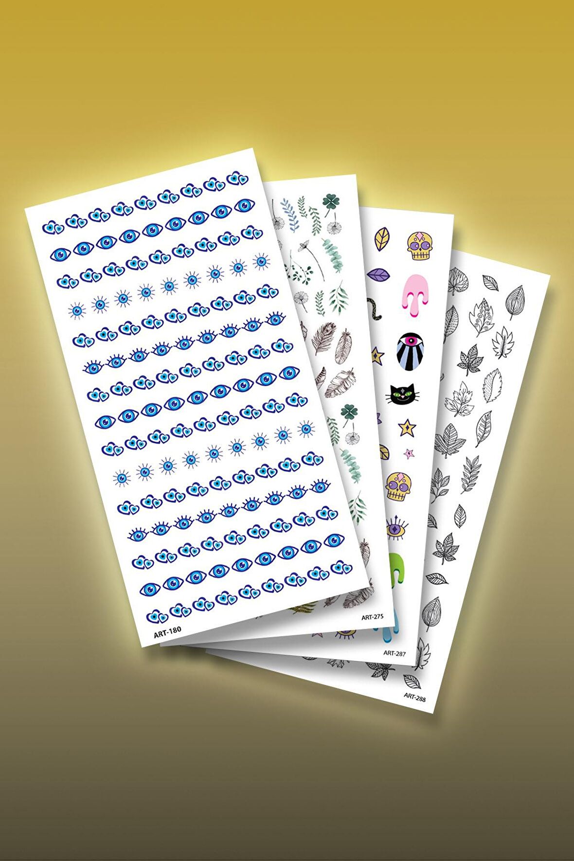 4'lü Tırnak Dövmesi Seti, Tırnak Sticker Seti, Nail Art, Tattoo
