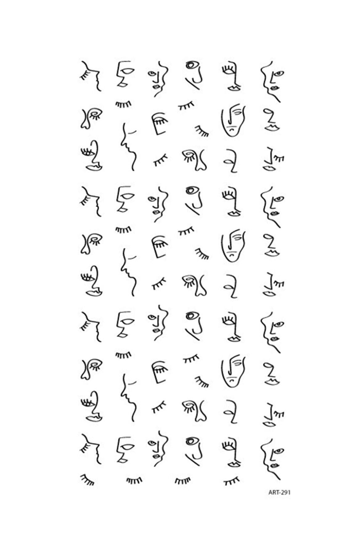 Siyah Çizgi Yüzler-1 50'li Tırnak Dövmesi, Tırnak Tattoo, Nail Art, Tırnak Sticker
