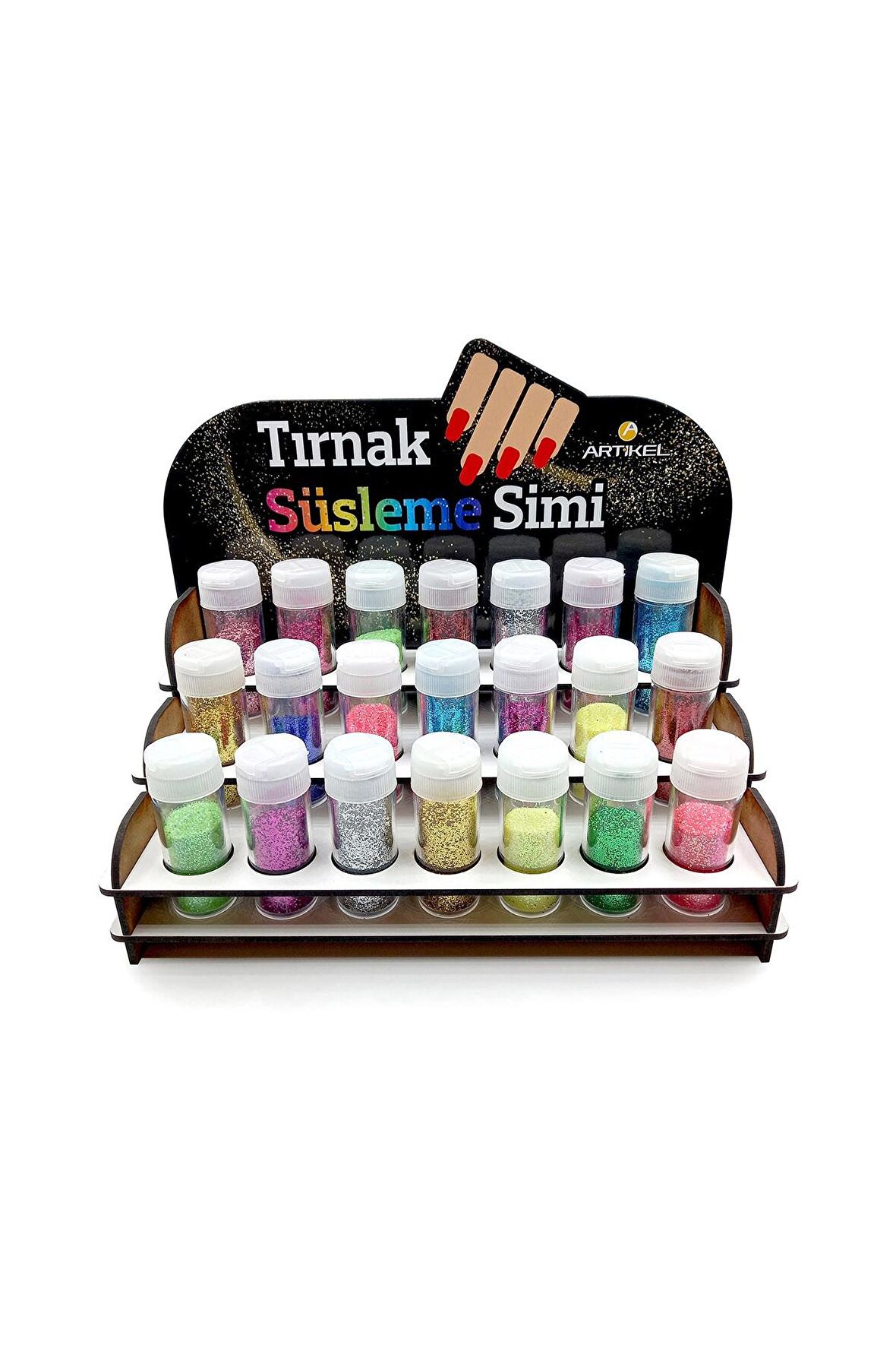 Renkli Tırnak Süsleme Simi Standı, Vücut ve Makyaj Simi , Nail Art -21 ADET