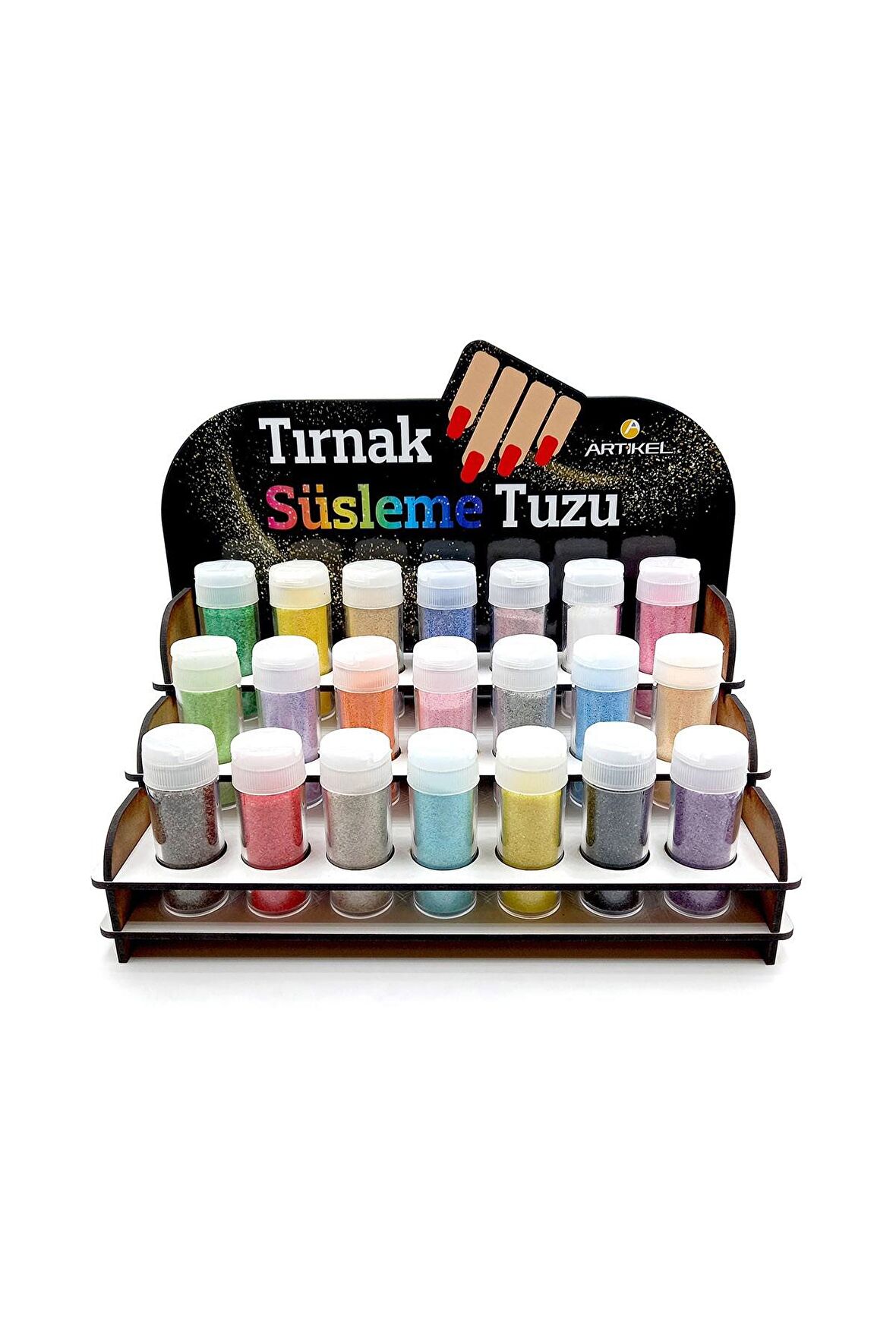 Renkli Tırnak Süsleme Tuzu Standı, Nail Art-21 ADET