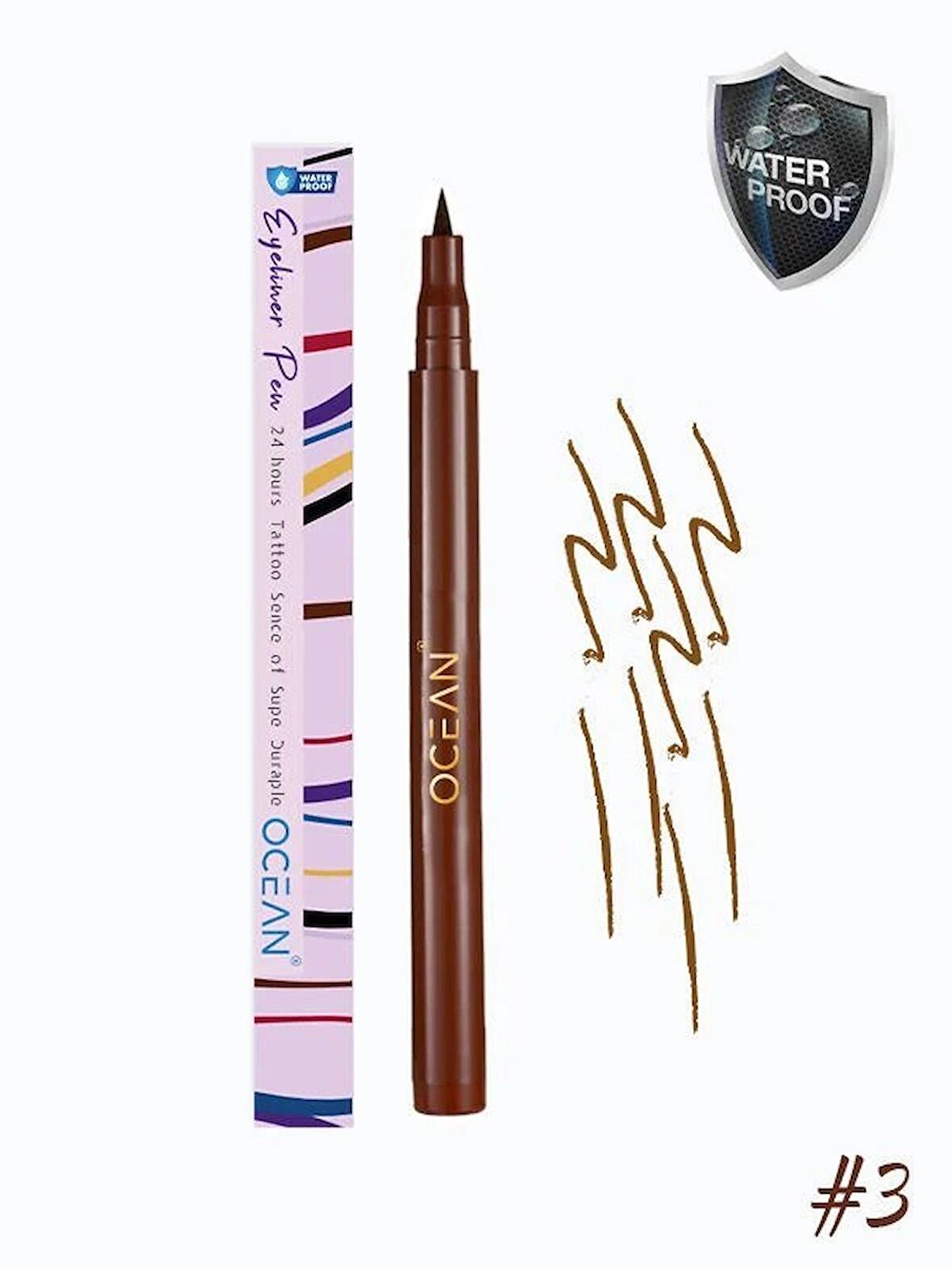 Kahverengi Eyeliner, Likit Kalem Eyeliner, Suya Dayanıklı, Yoğun Pigmentli