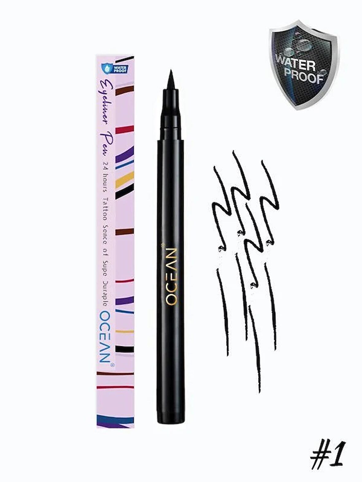 Siyah Eyeliner, Likit Kalem Eyeliner, Suya Dayanıklı, Yoğun Pigmentli