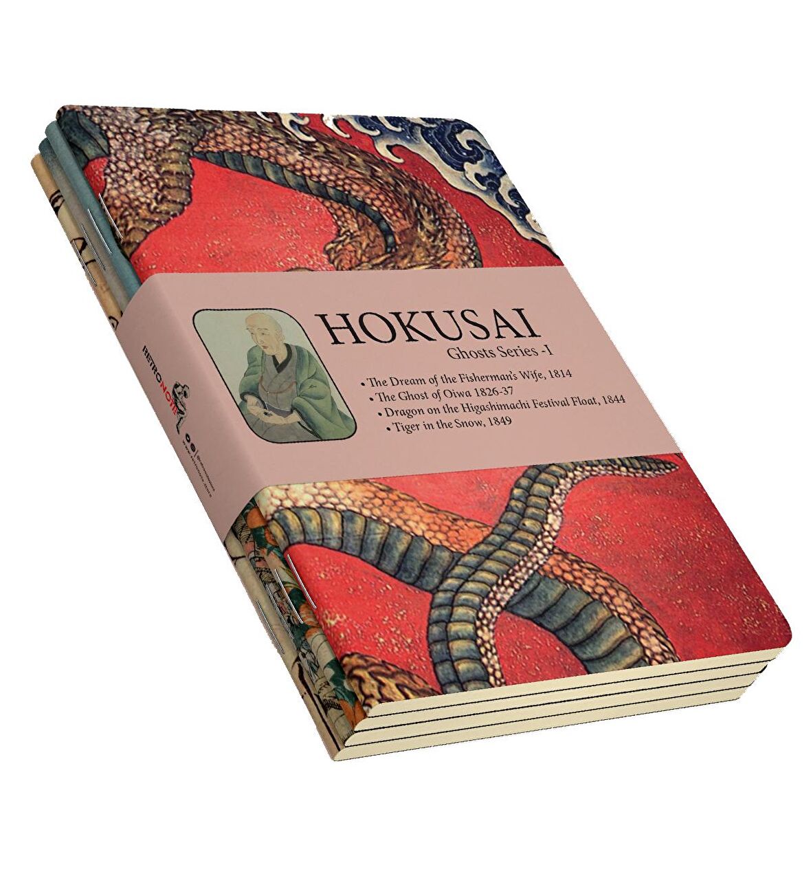 Hokusai 4'lü Defter Seti 5 - Ghosts Series I - Çizgisiz -48 Sayfa - 10,5x14cm