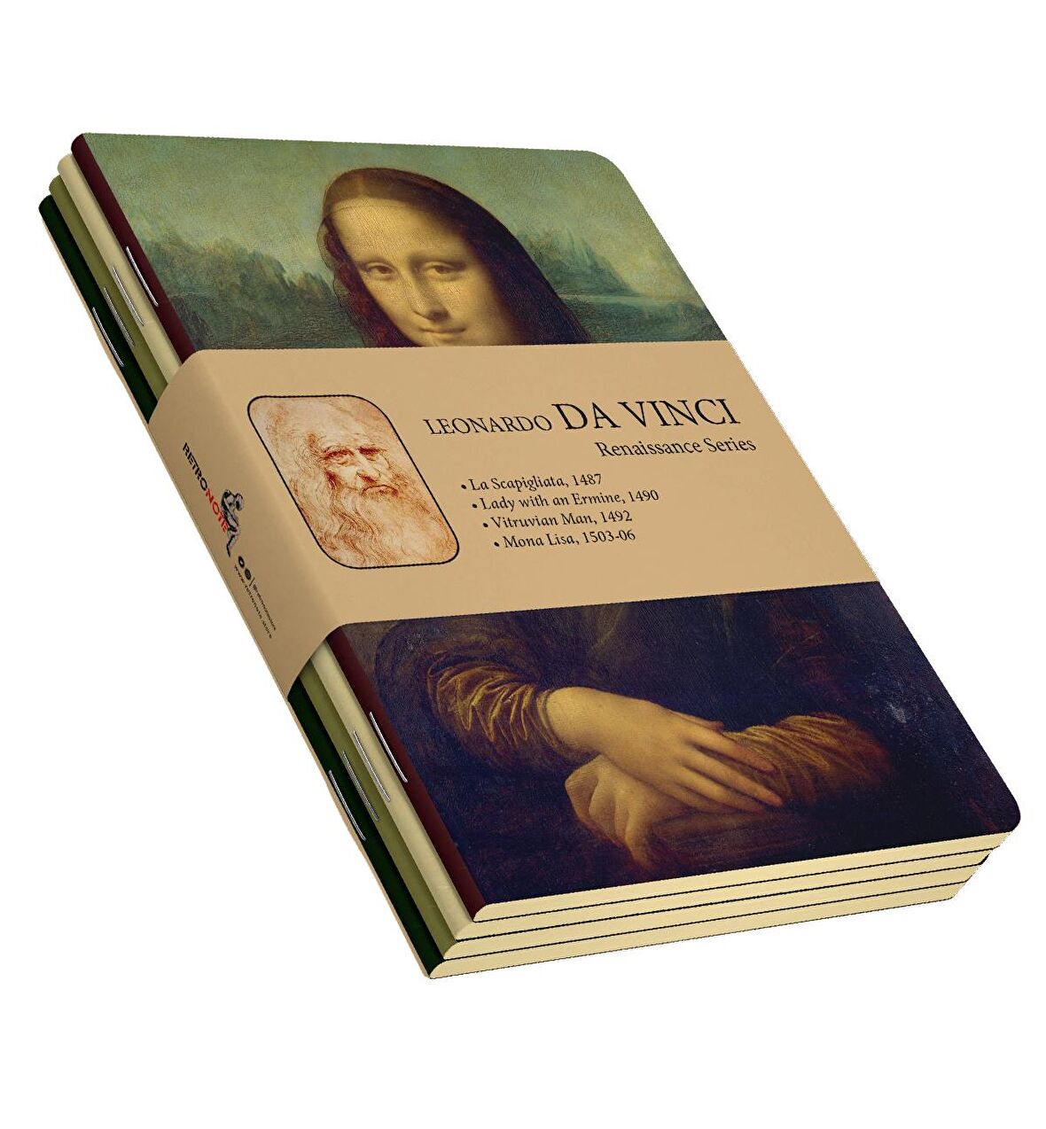 Da Vinci 4'lü Defter Seti - Renaissance Series - Çizgisiz - 64 Sayfa - 14x21cm